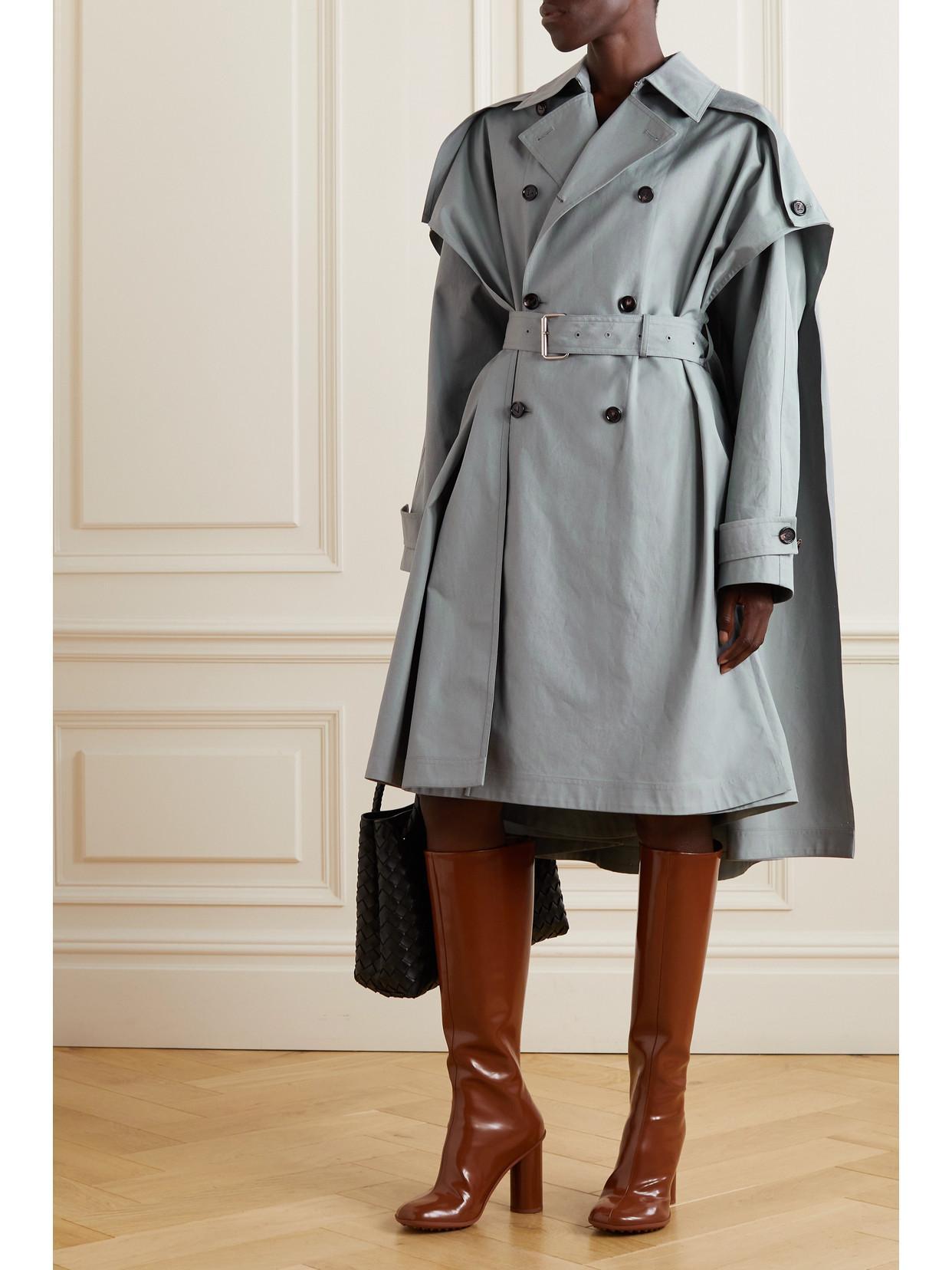 BOTTEGA VENETA Cotton Canvas Cape Trench Coat In Vapor Product Image