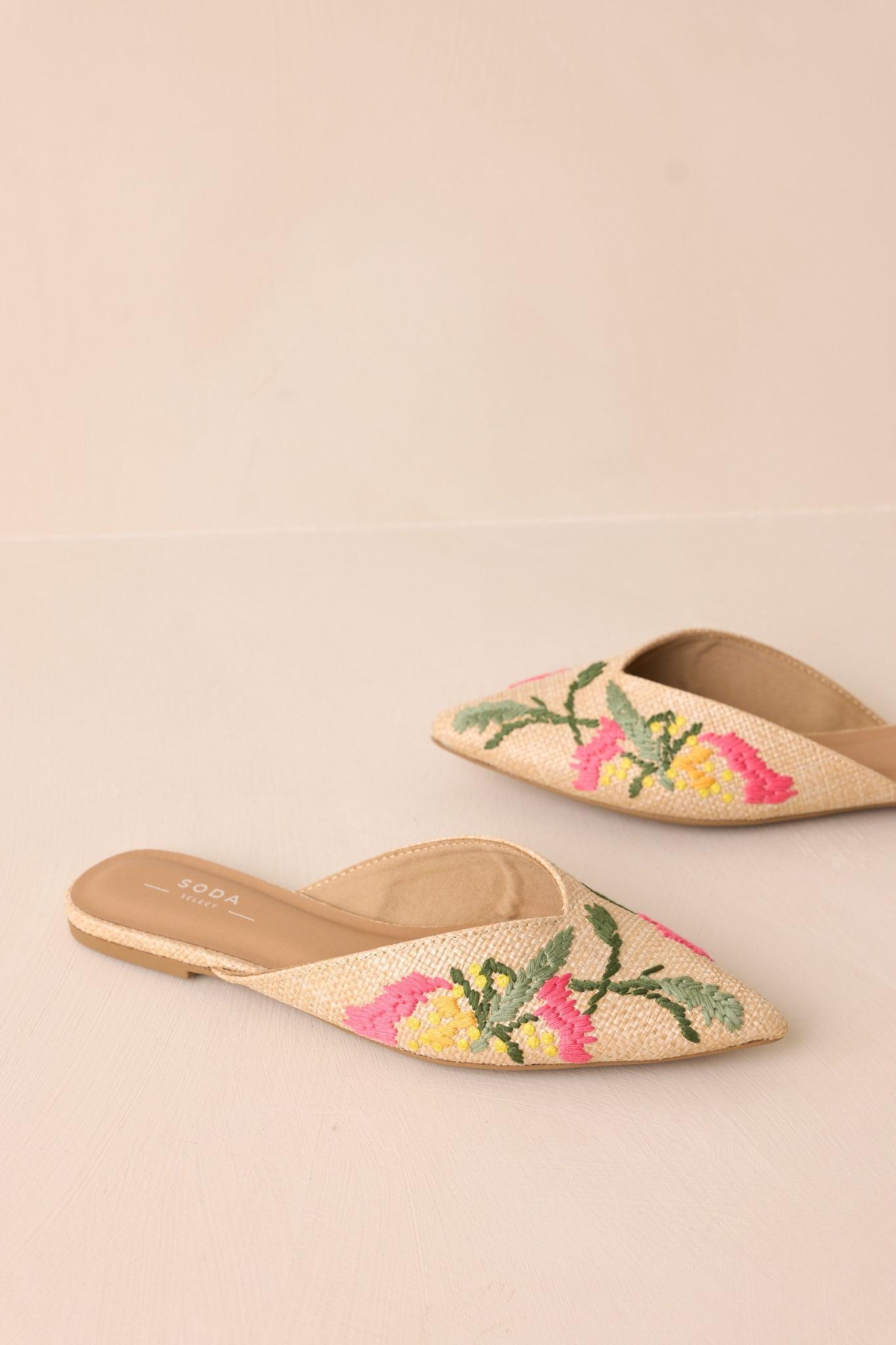 Wildflower Wander Natural Raffia Pointed Toe Flat Product Image