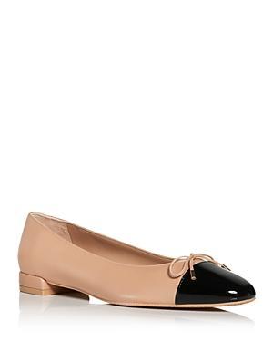 Womens Sleek Bow Leather Ballerina Flats Product Image