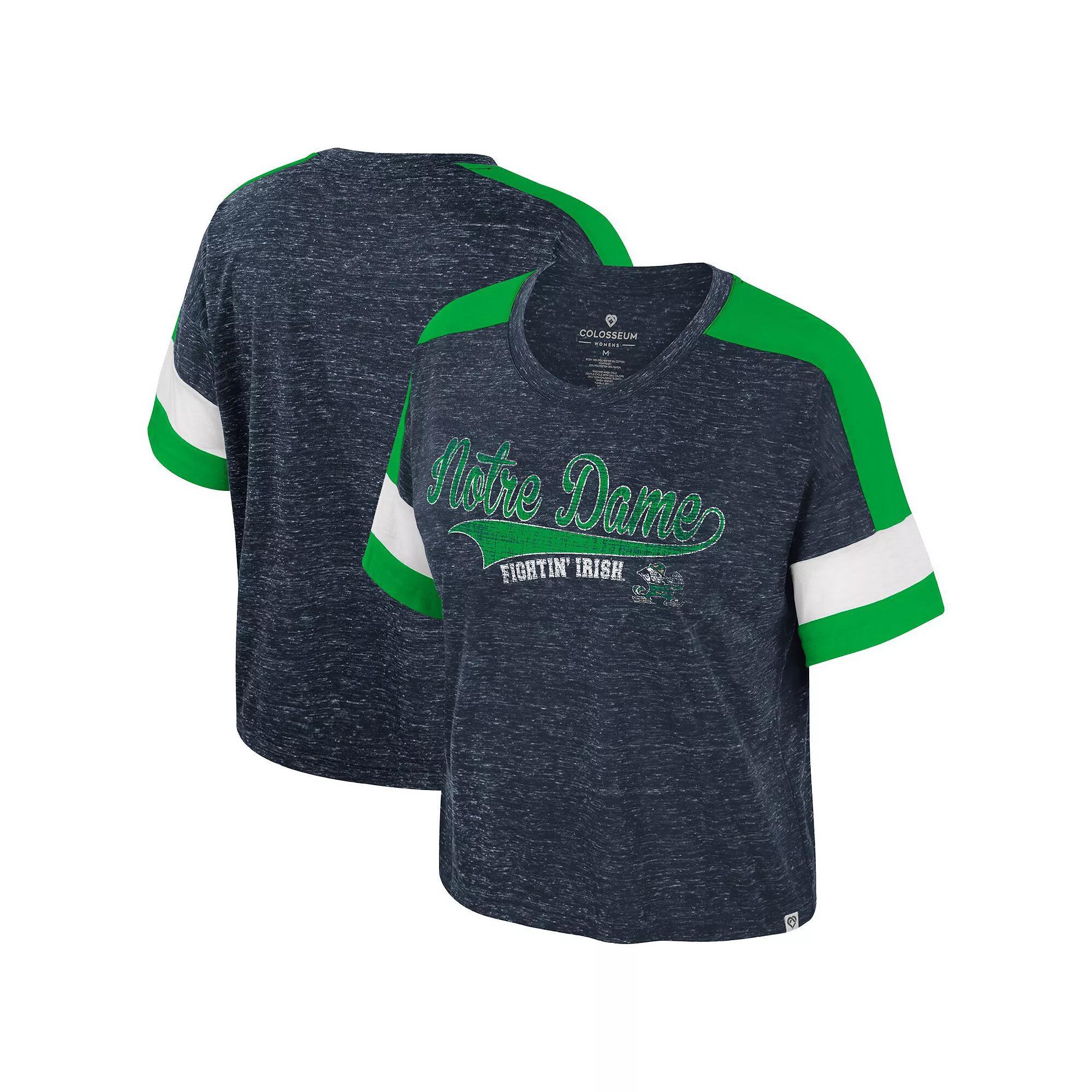 Women's Colosseum Navy Notre Dame Fighting Irish Color Block Scoop Neck T-Shirt, Size: Medium, Blue Product Image