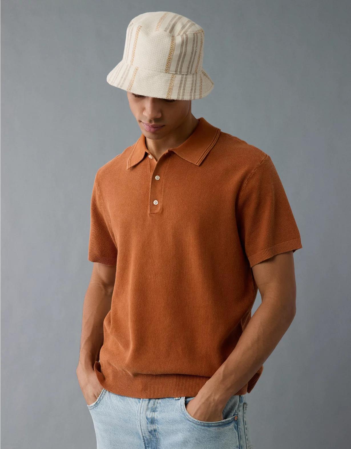 AE Weekend Washed Sweater Polo Shirt Product Image