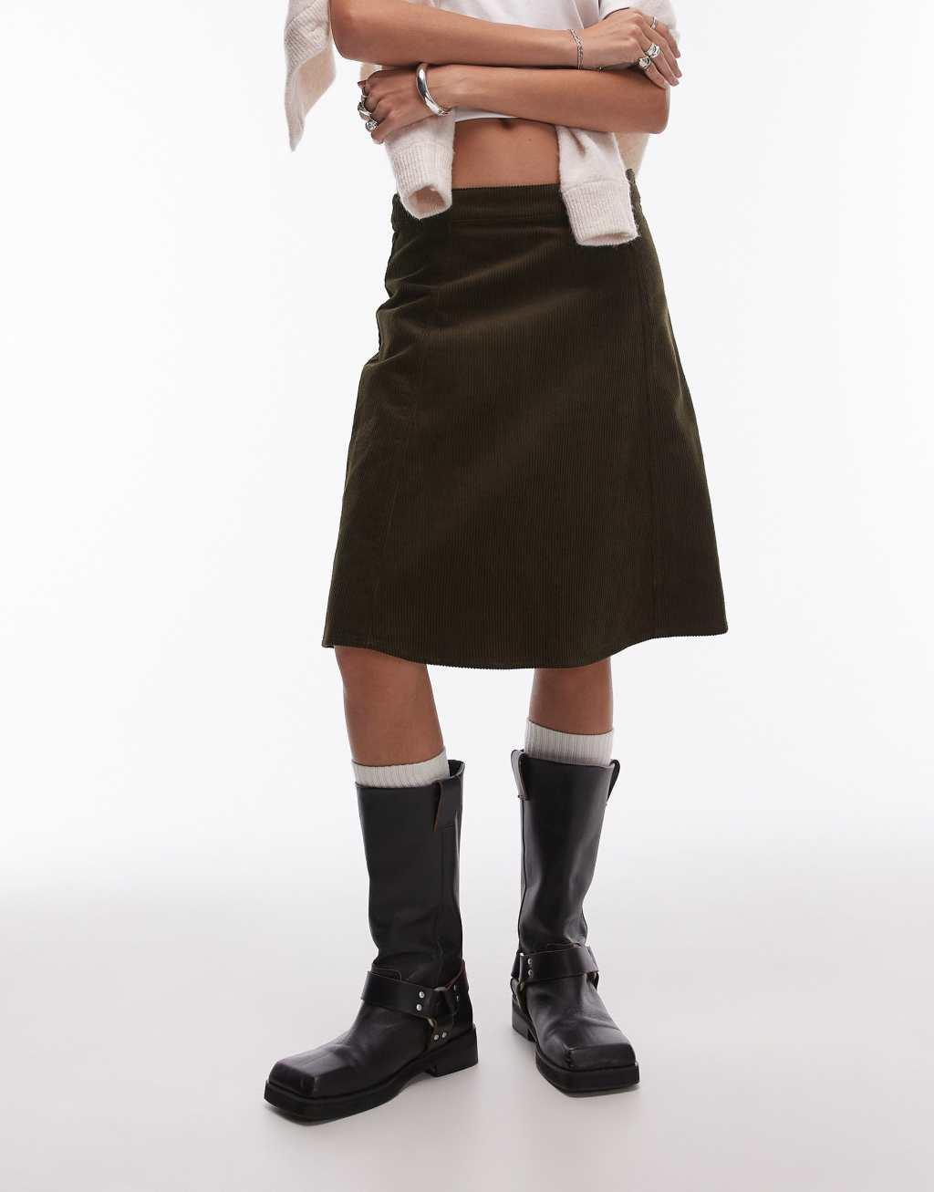 Résumé cord a line skirt in army green Product Image