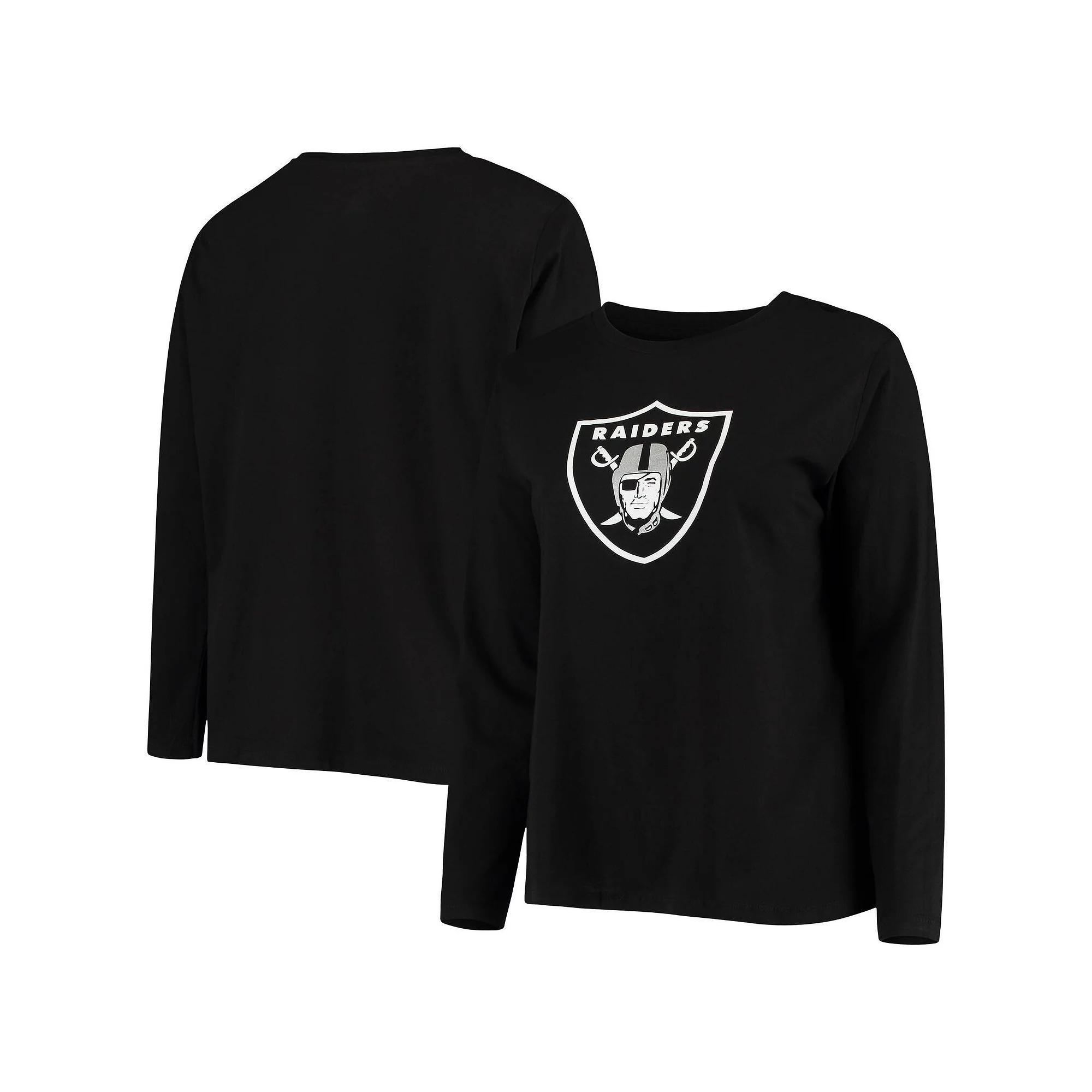 Women's Fanatics Branded Black Las Vegas Raiders Plus Size Primary Logo Long Sleeve T-Shirt, Size: 4XL, Lvr Black Product Image