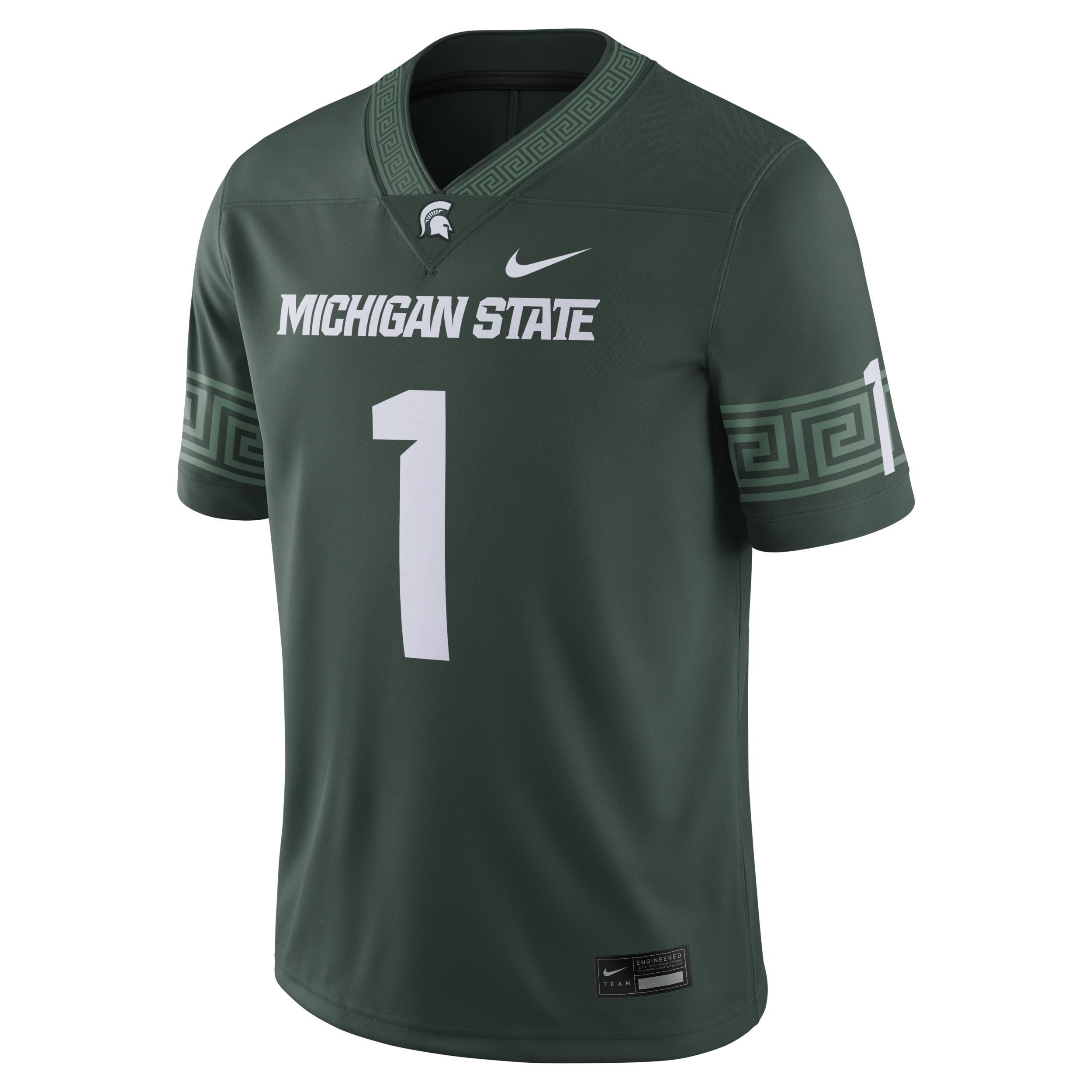 Men's Nike #1 Green Michigan State Spartans Football Game Jersey, Size: Large Product Image