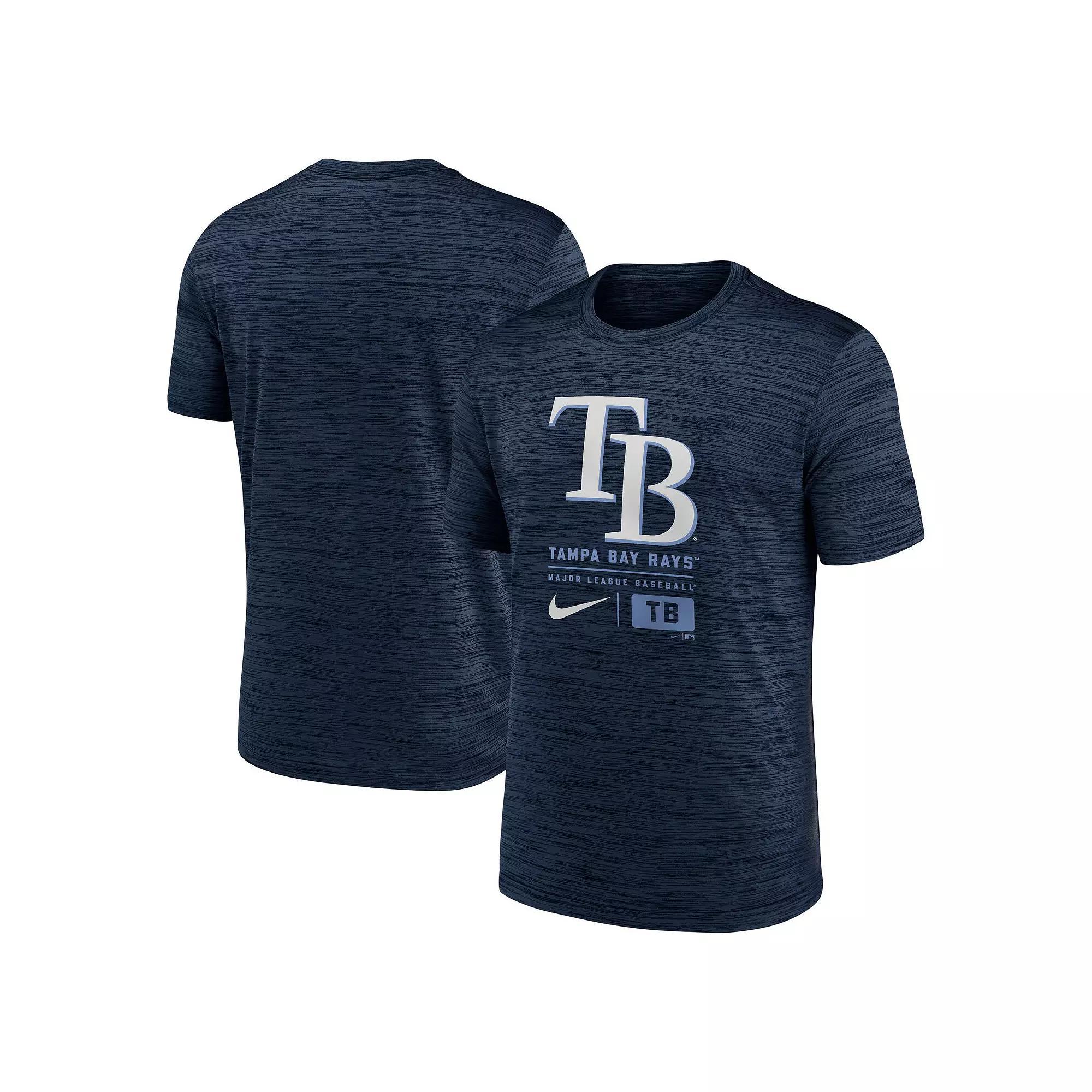 Men's Nike Navy Tampa Bay Rays Large Logo Velocity T-Shirt, Size: Small, Blue Product Image