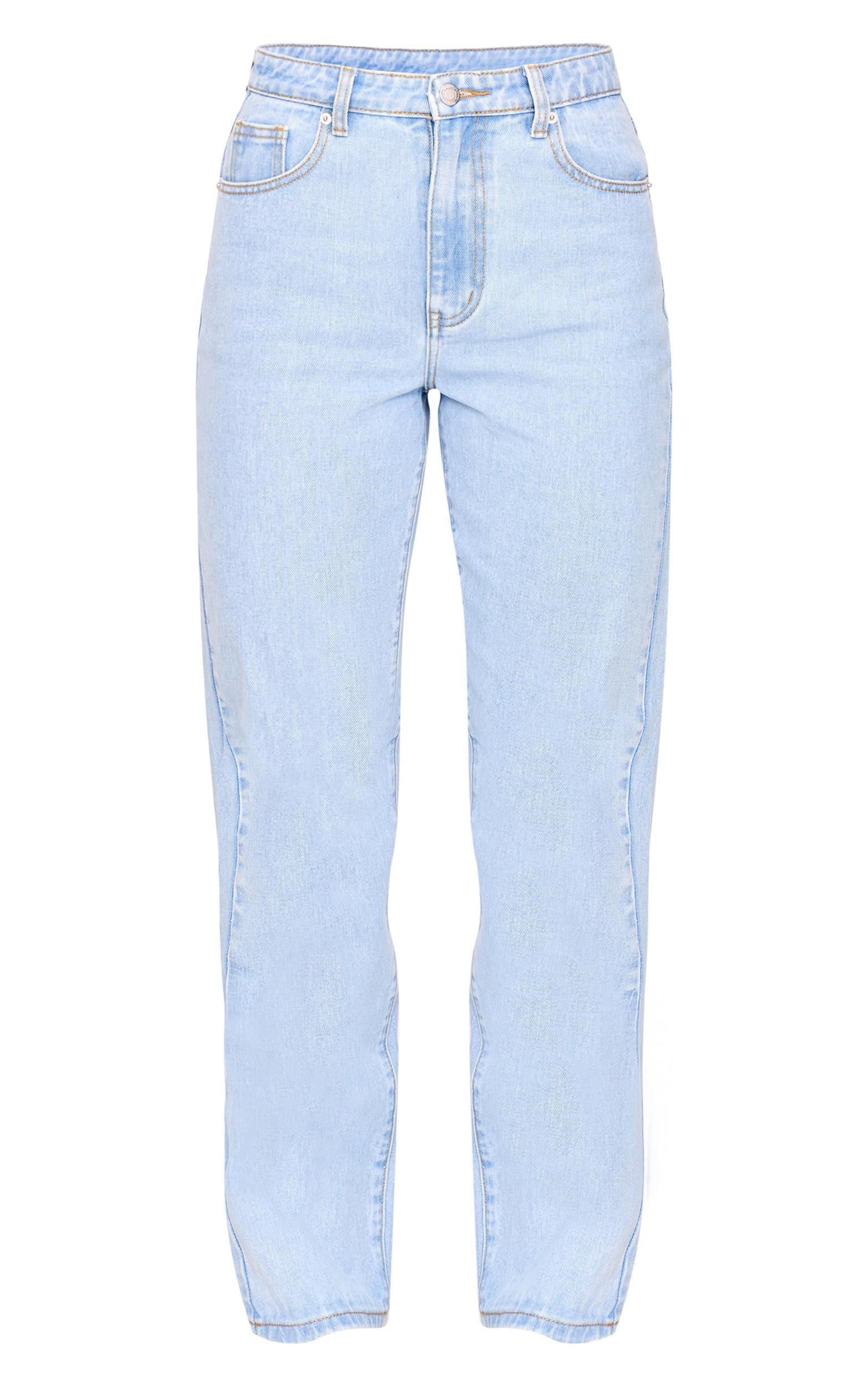 PRETTYLITTLETHING Light Blue Wash High Waist Straight Leg Jeans Product Image