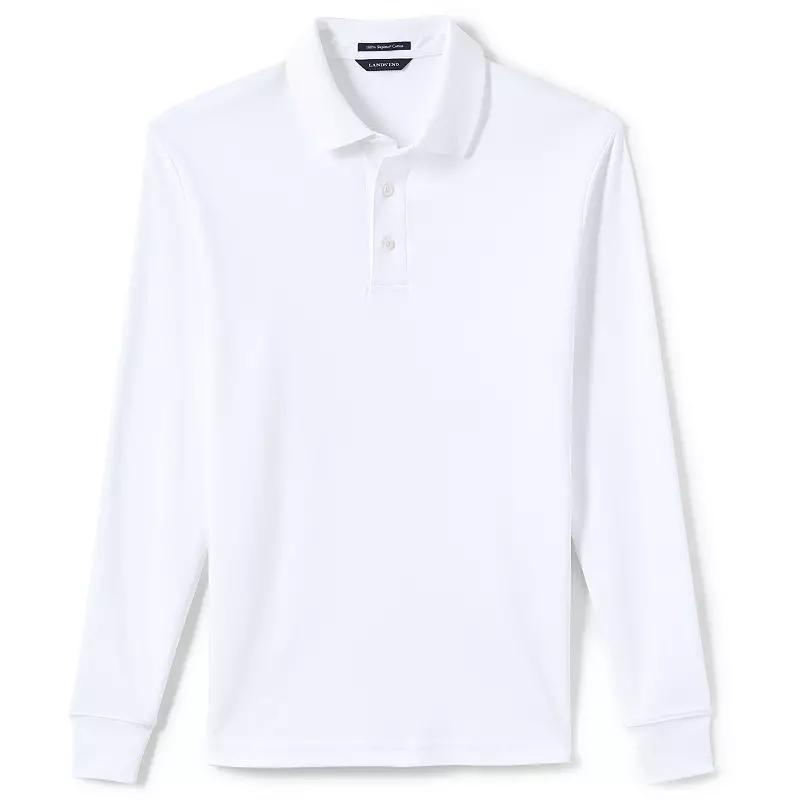 Men's Lands' End Soft Supima Polo, Size: Medium, White Product Image