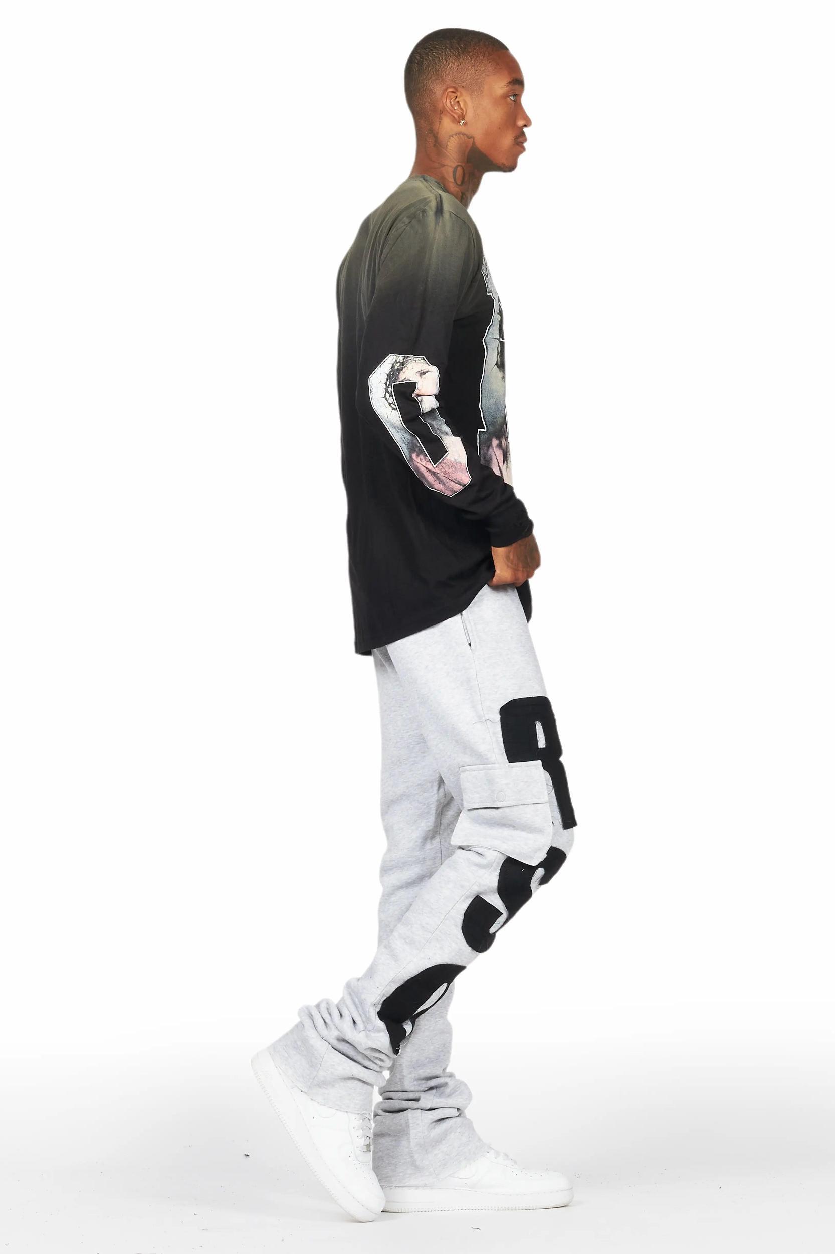 Admir Heather Grey Stacked Flare Pant Male Product Image