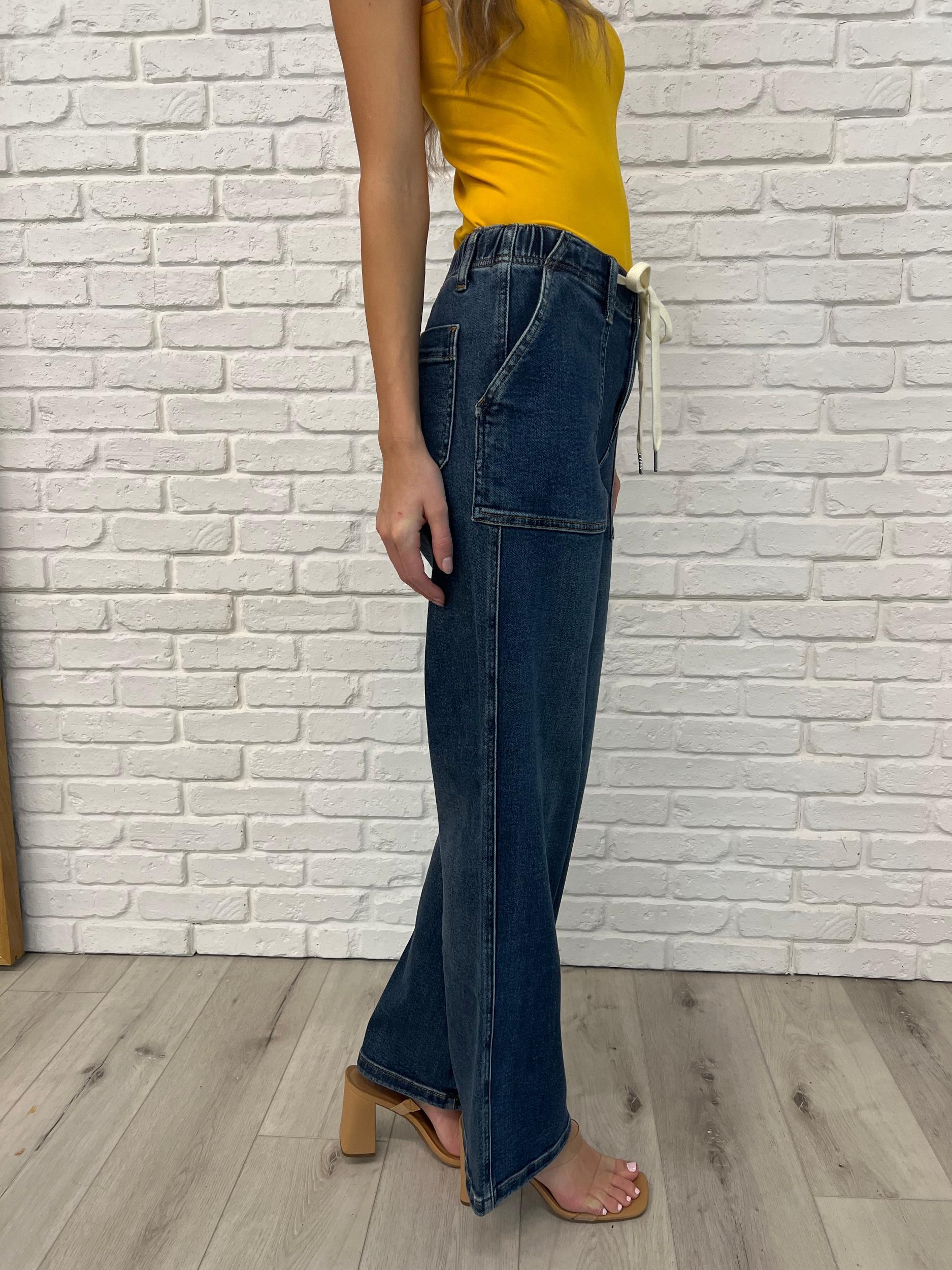 Judy Blue High Rise Drawstring Wide Leg Jeans Female Product Image