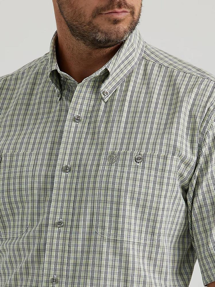 Wrangler George Strait®  Men's S/S Grassy Grey Plaid Buttondown Shirt Product Image