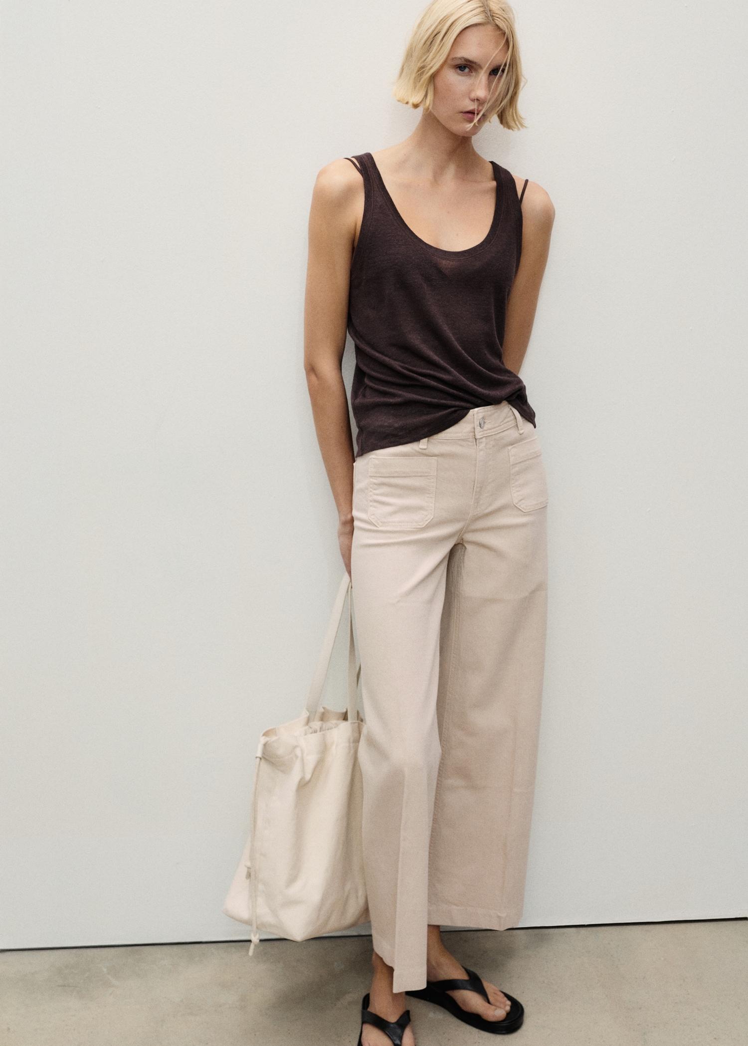 Wide-leg jeans with pockets - Women | MANGO USA Product Image