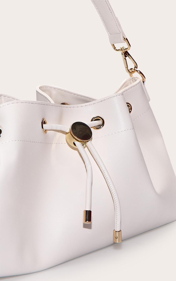 Cream Soft PU Drawstring Shoulder Bag Product Image