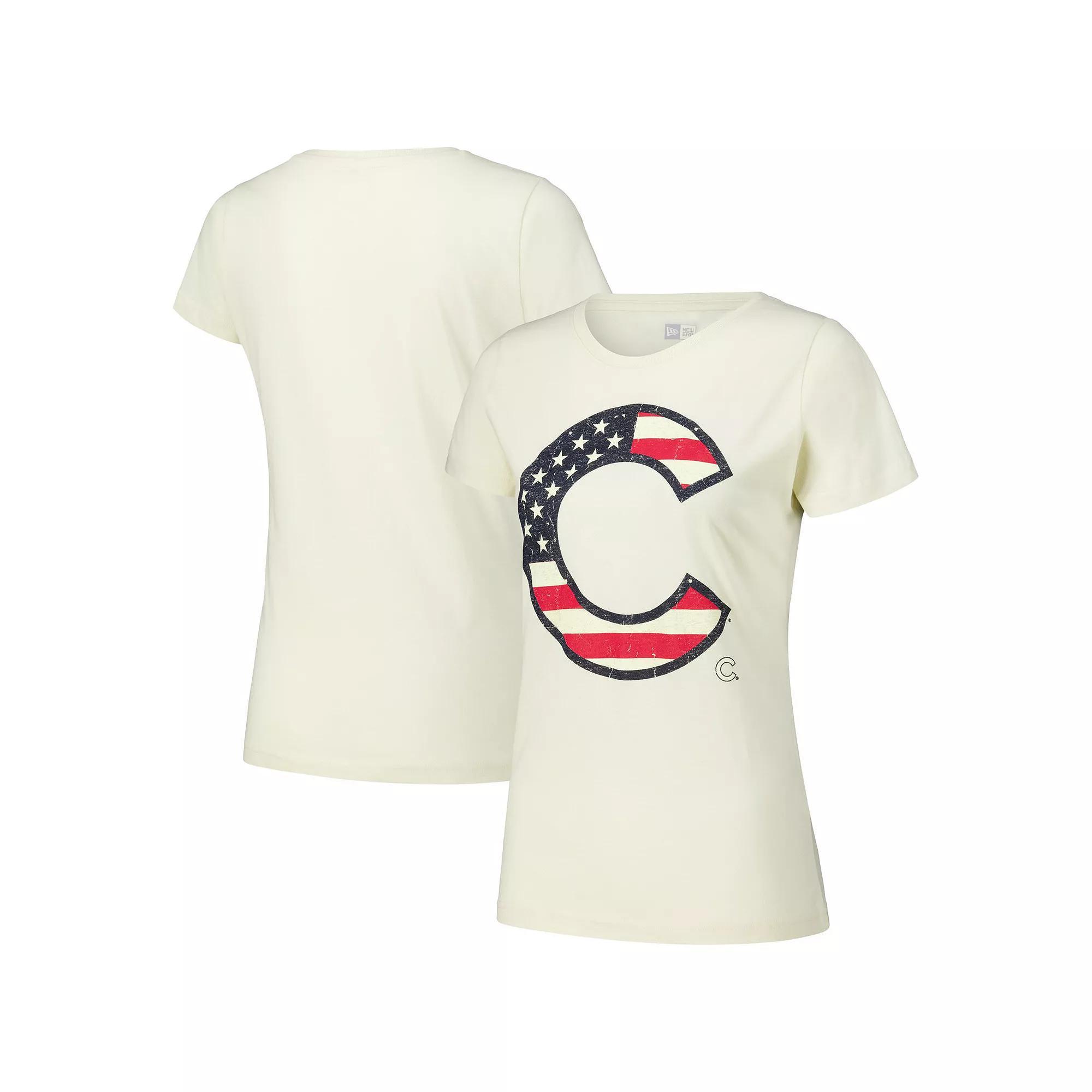 Women's New Era Cream Chicago Cubs Vintage T-Shirt, Size: Large, Beige Product Image