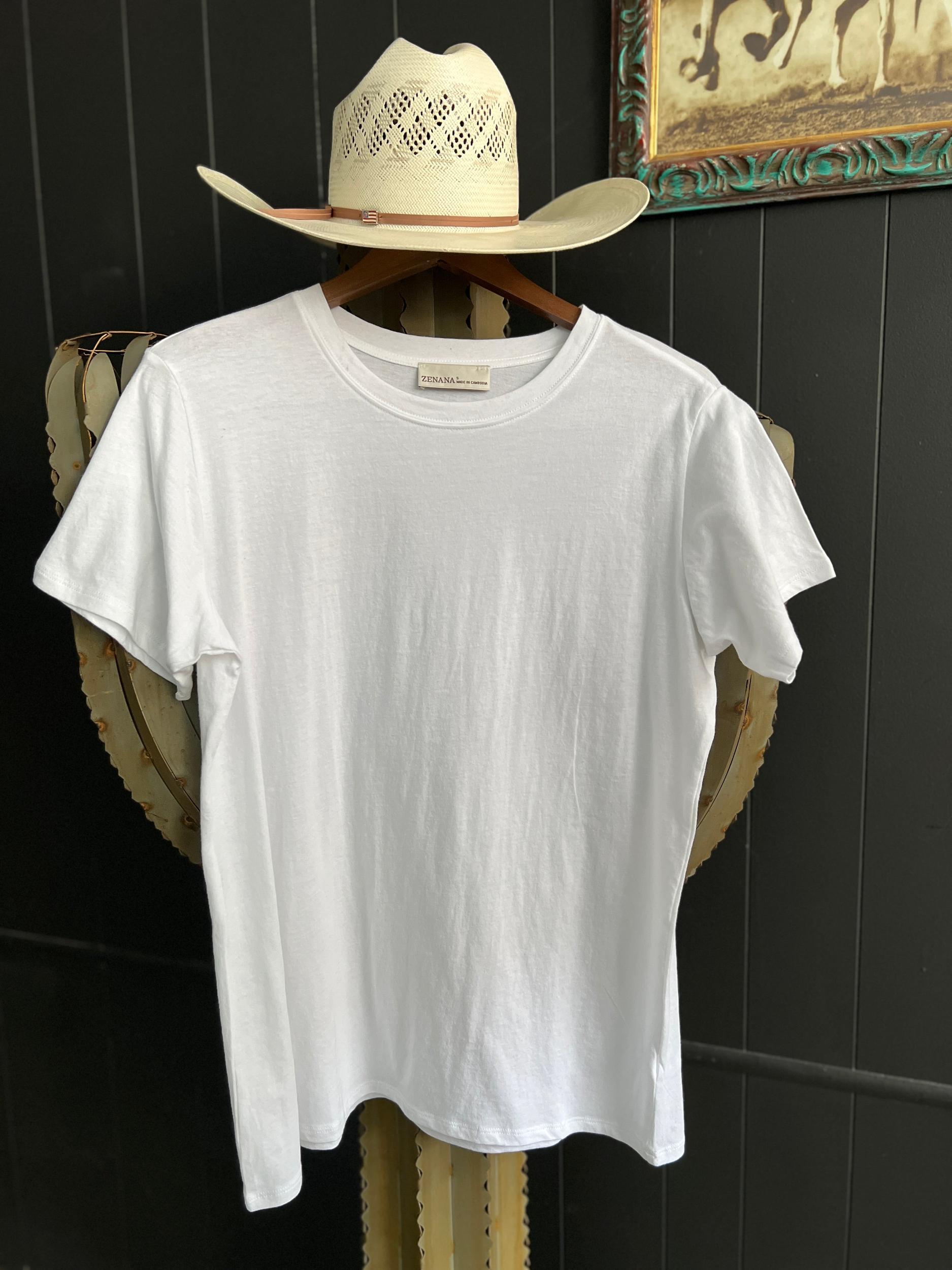 Zenana Cotton Boyfriend Round Neck Basic Tee Product Image