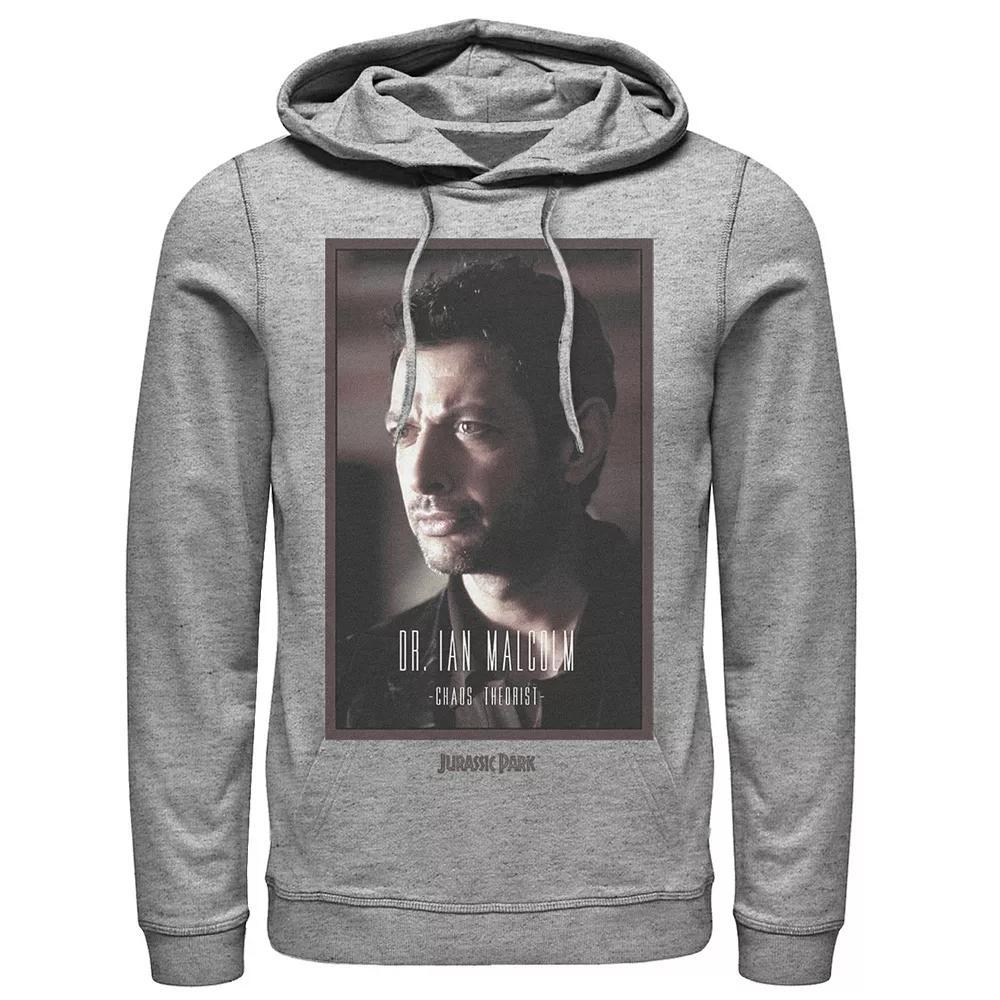 Men's Jurassic Park Dr. Ian Malcolm Chaos Theorist Pullover Hoodie, Size: Small, Athletic Grey Product Image
