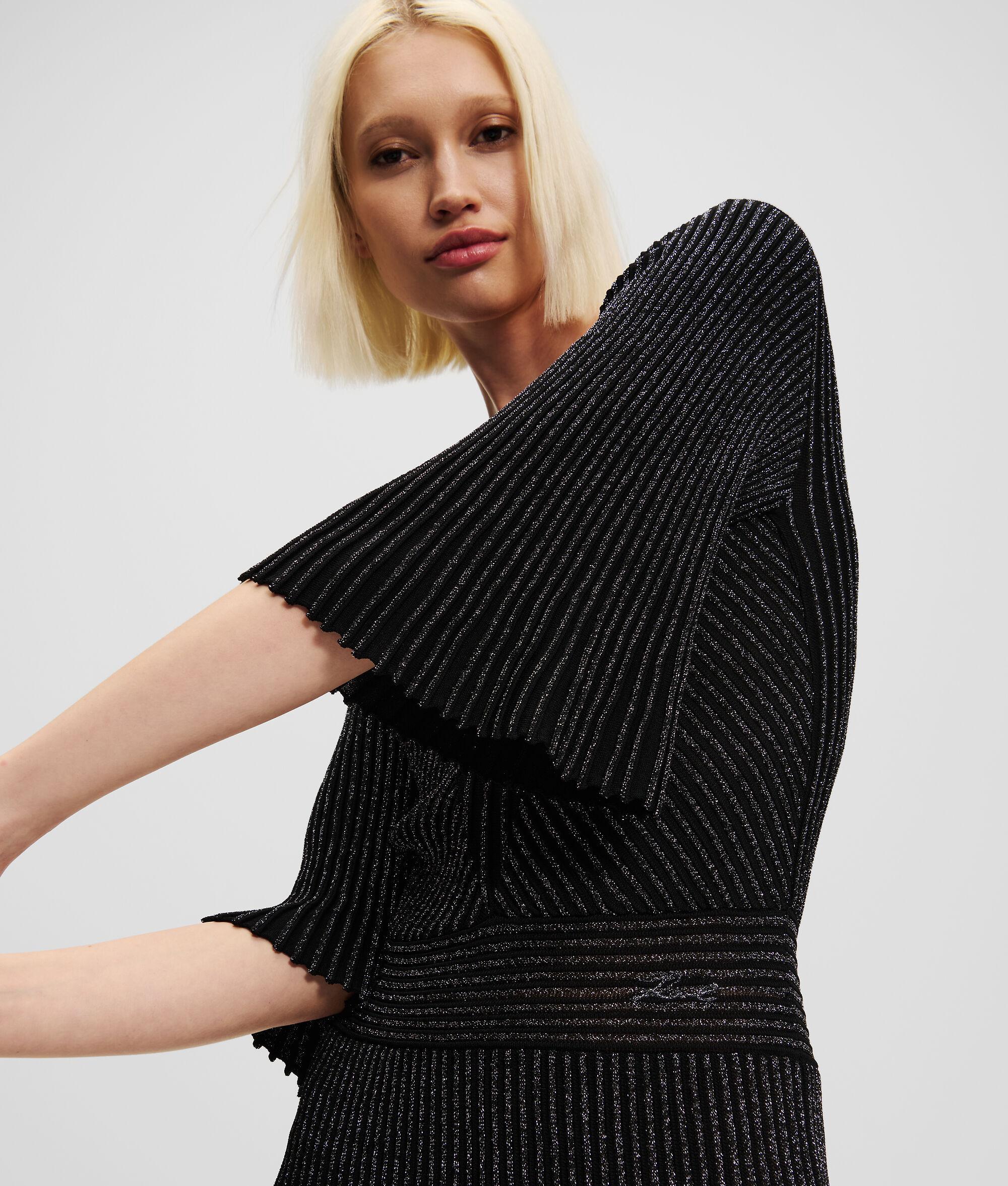 METALLIC PLEATED KNIT DRESS Product Image