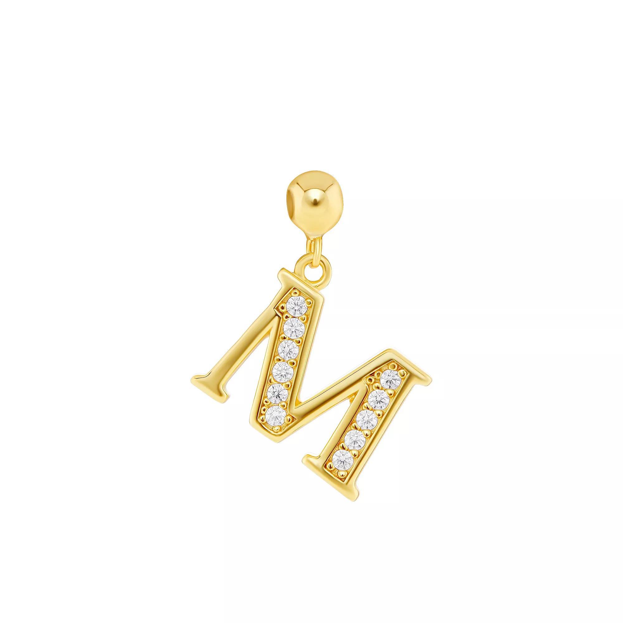 PRIMROSE 18k Gold Plated Pave Cubic Zirconia Initial Sliding Charm, Women's, Yellow Gold Tone S Product Image