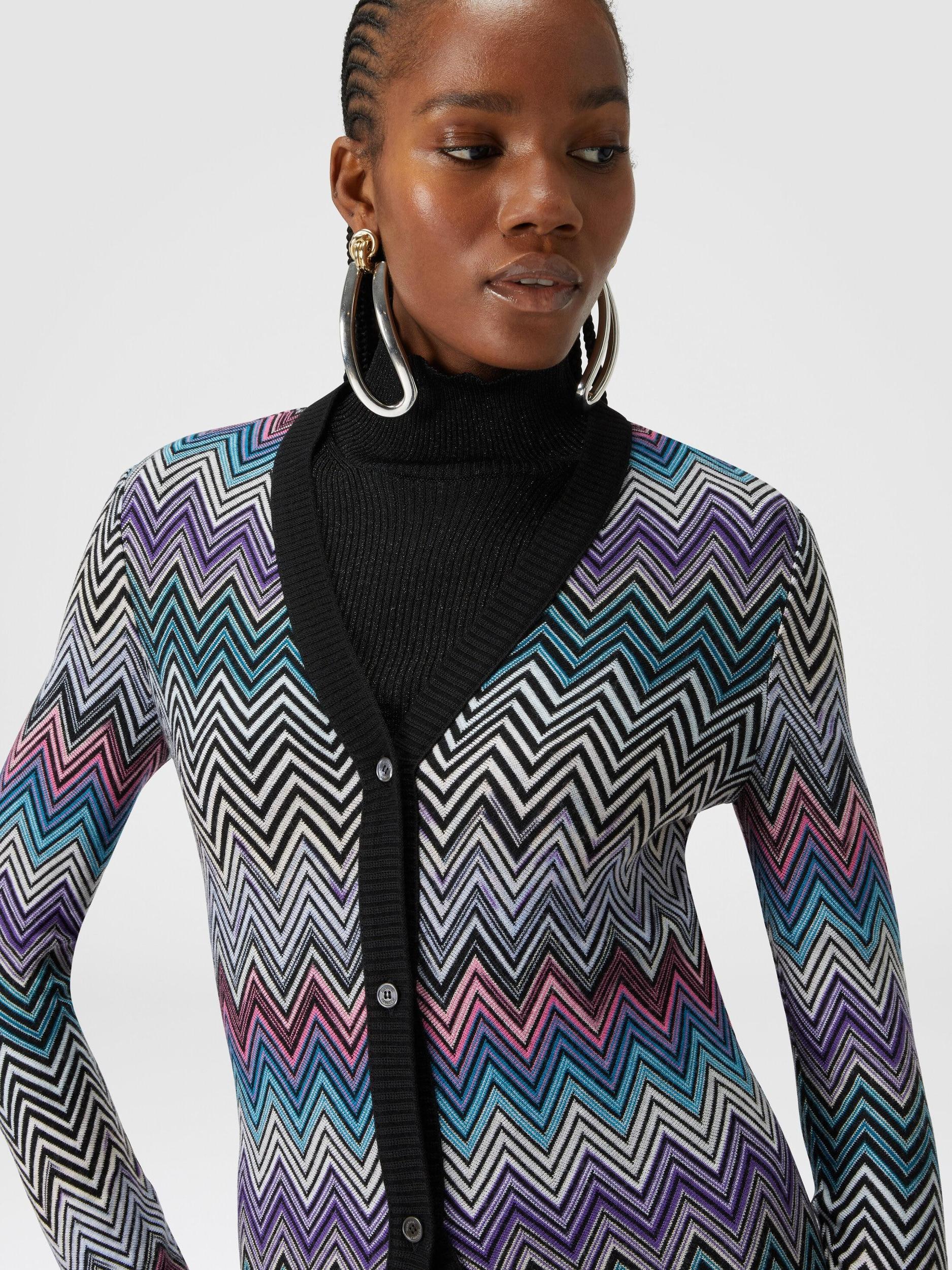 Long zigzag wool cardigan Product Image