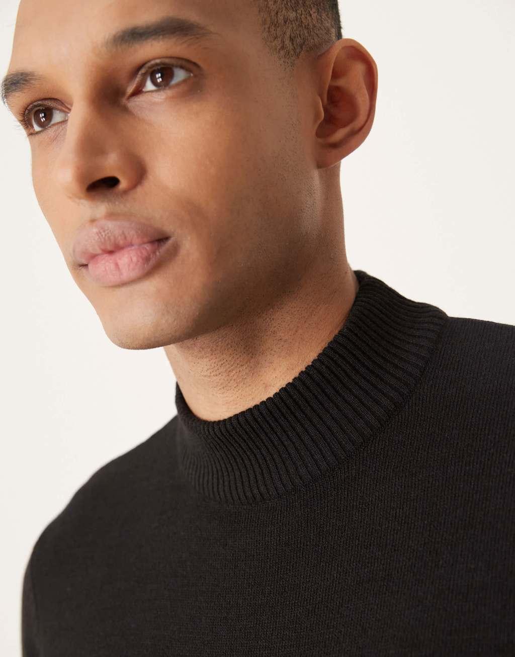 ASOS DESIGN knit turtleneck long sleeve T-shirt in black Product Image