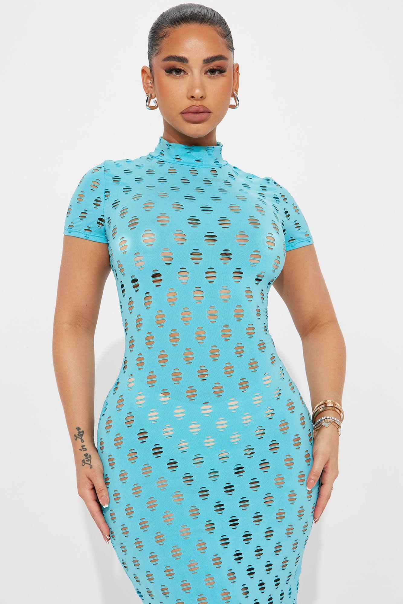 Enough Play Short Sleeve Maxi Dress - Aqua Product Image