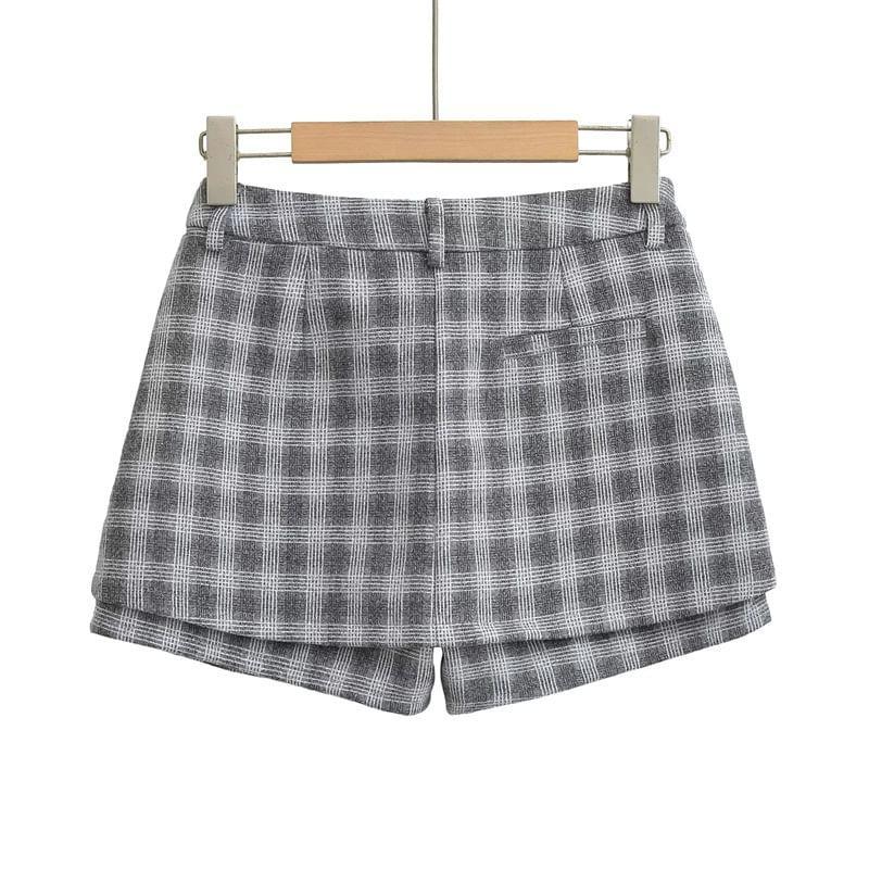 High Waist Plaid Mini Skort Product Image