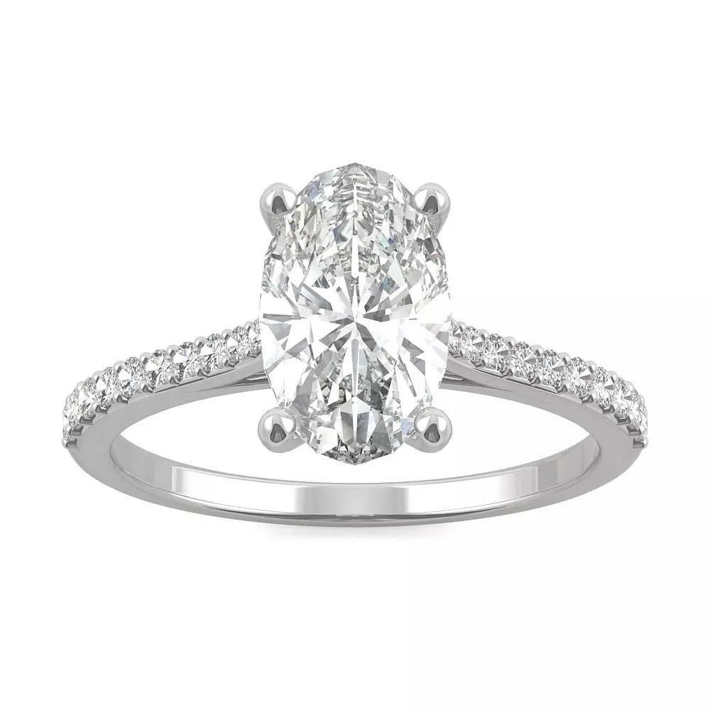 Charles & Colvard 14k White Gold 2 1/2 Carat T.W. Lab-Created Moissanite Elongated Oval Engagement Ring, Womens Product Image