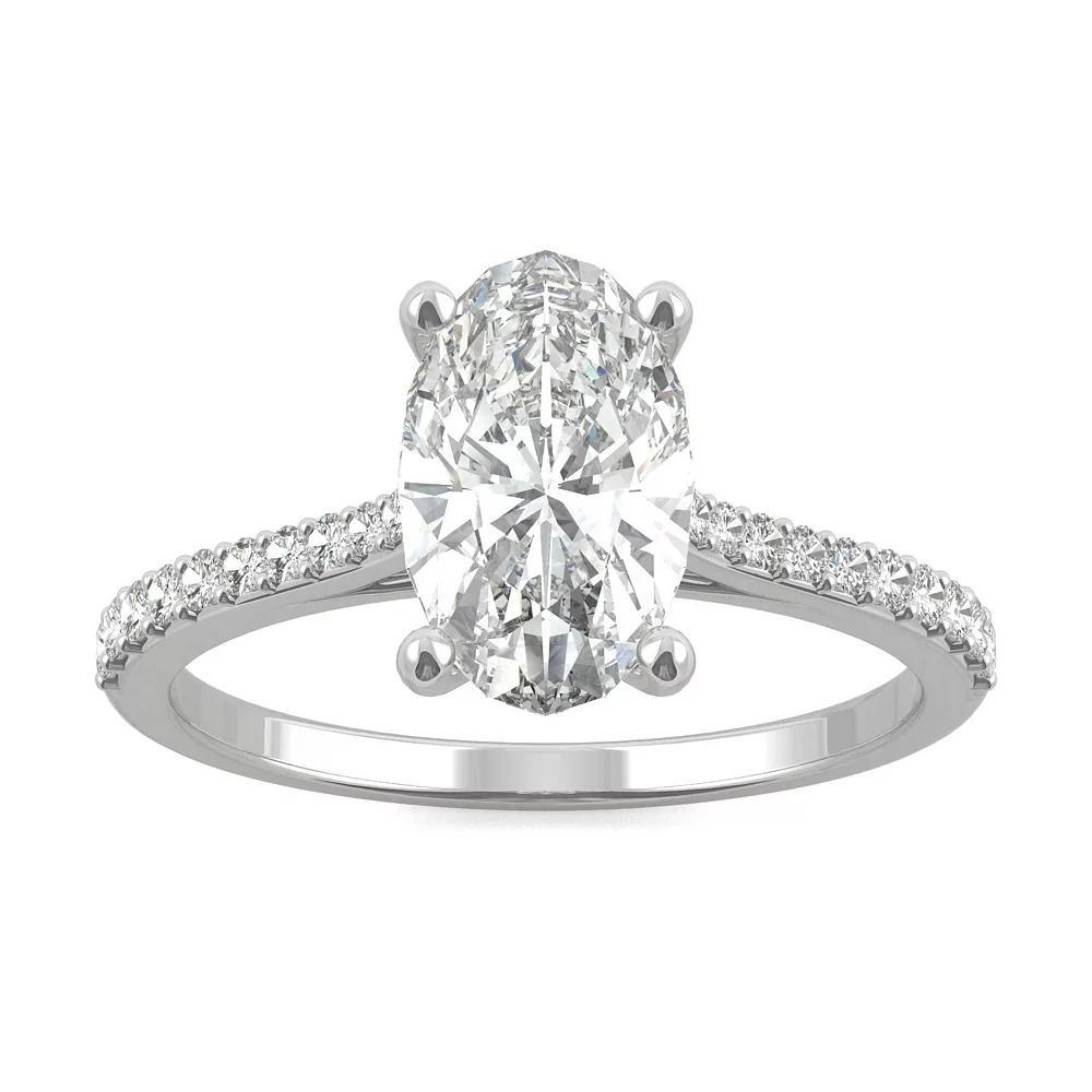 Charles & Colvard 14k White Gold 2 1/2 Carat T.W. Lab-Created Moissanite Elongated Oval Engagement Ring, Womens Product Image
