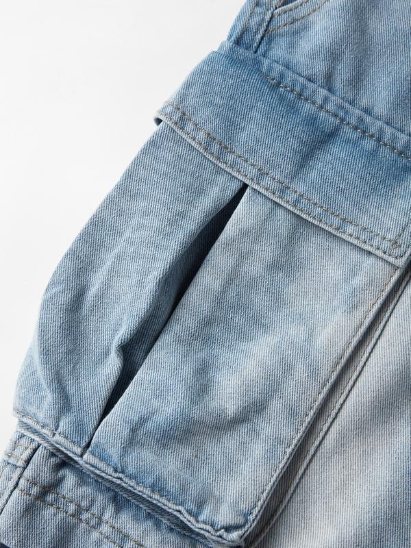 Big Pocket Splice High Rise Cargo Jeans Product Image