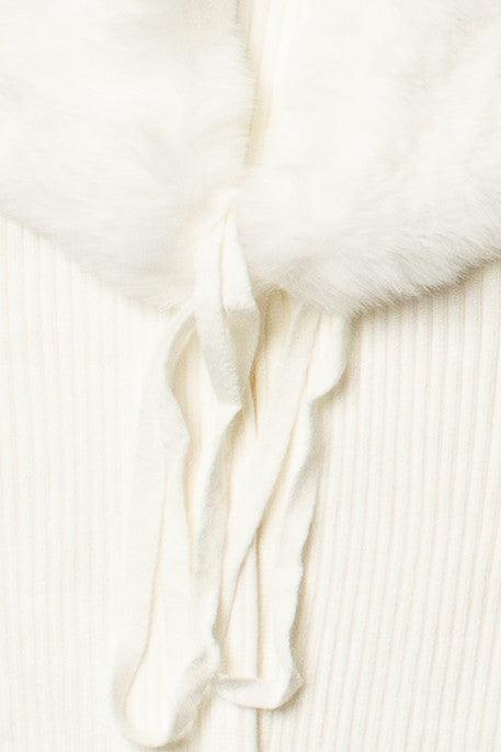 Faux Fur Collar Tie Front Cardigan Product Image