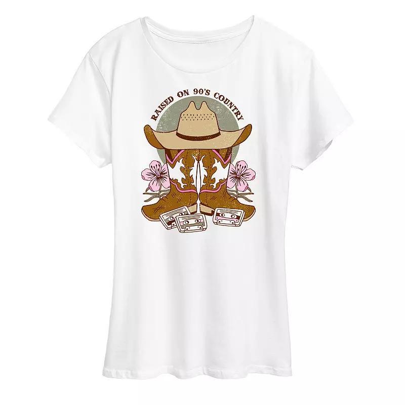 Women's Raised On 90's Country Graphic Tee, Size: Small, Grey Gray Product Image