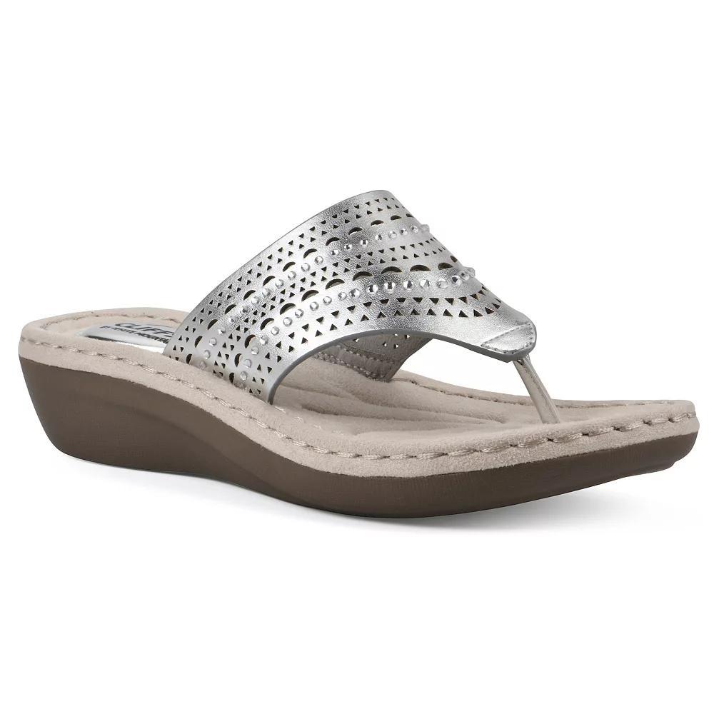 Cliffs by White Mountain Comate Women's Thong Sandals, Size: 6 Wide, Silver Grey Smo Product Image