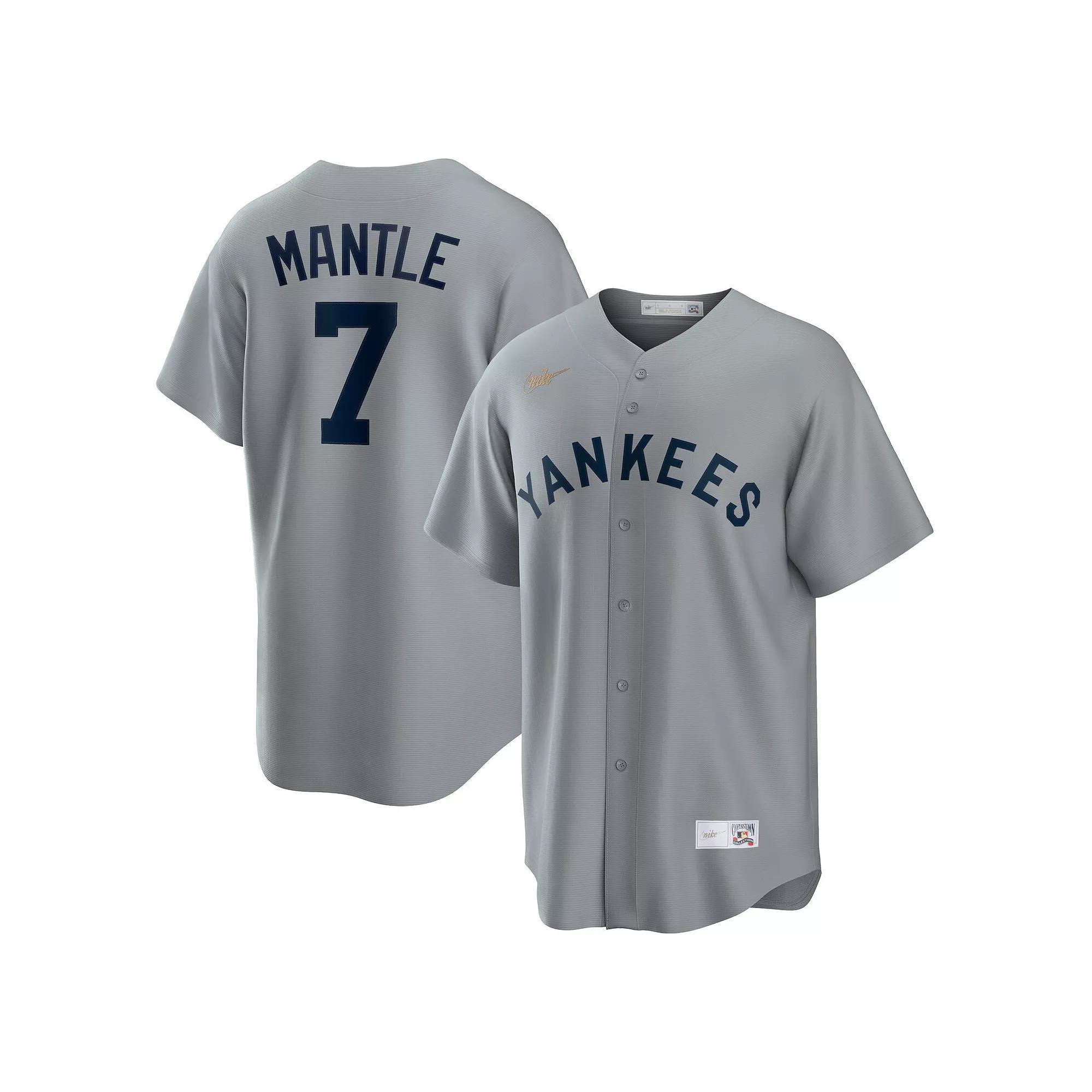 Mens Nike Mickey Mantle Gray New York Yankees Road Cooperstown Collection Player Jersey Product Image