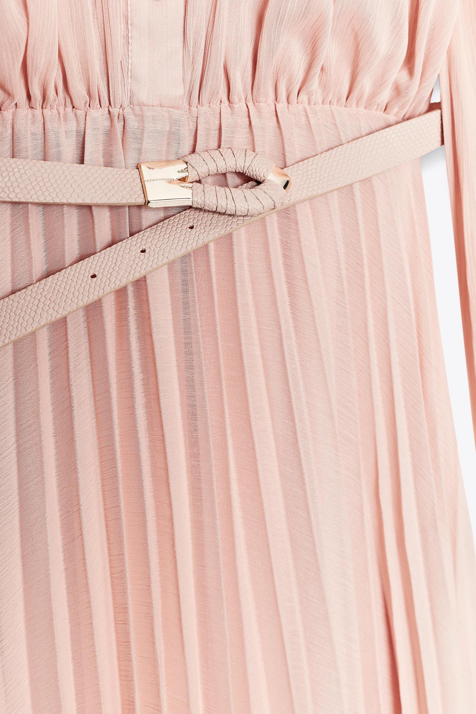 BELTED PLEATED MIDI DRESS Product Image