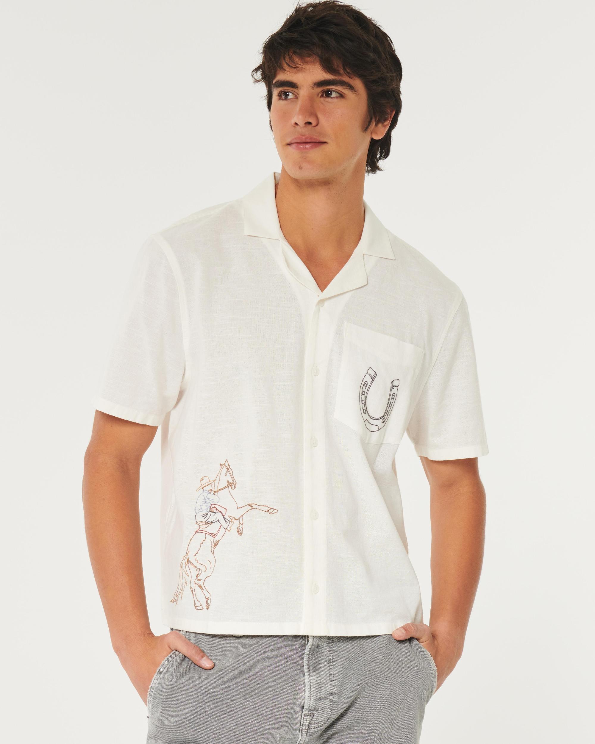 Boxy Cropped Short-Sleeve Poplin Shirt Product Image