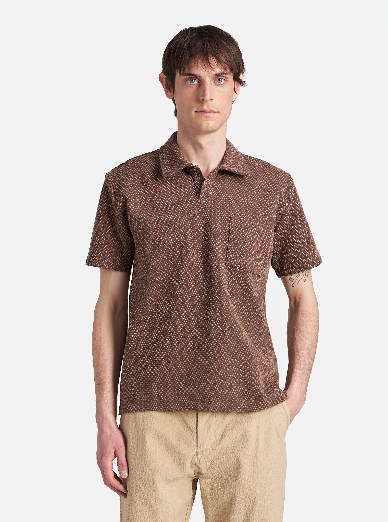 Brown Zig Zag Jersey Newlyn Polo Product Image