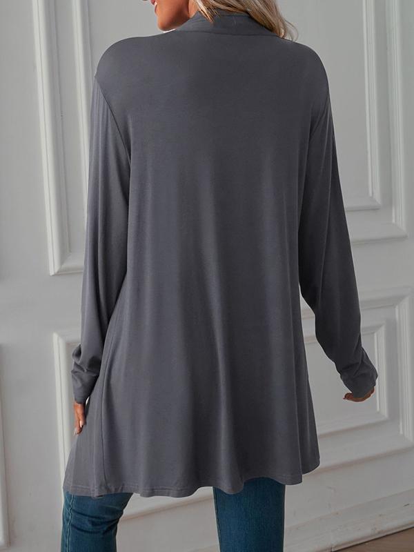 Long Sleeves Loose Solid Color Statement Collar Outerwear Product Image