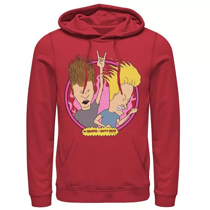 Men's Beavis And Butthead Rock N Roll Circle Portrait Hoodie, Size: XXL, Royal Product Image