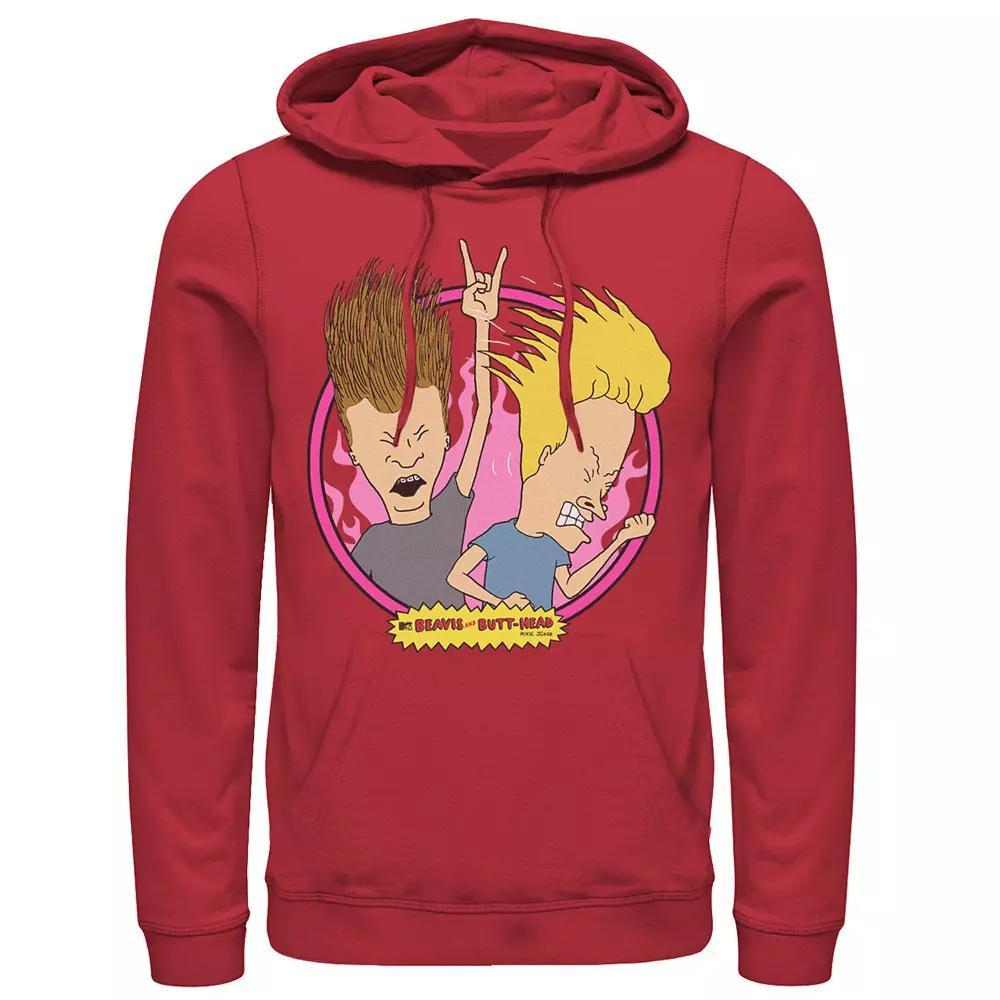 Men's Beavis And Butthead Rock N Roll Circle Portrait Hoodie, Size: XXL, Royal Product Image
