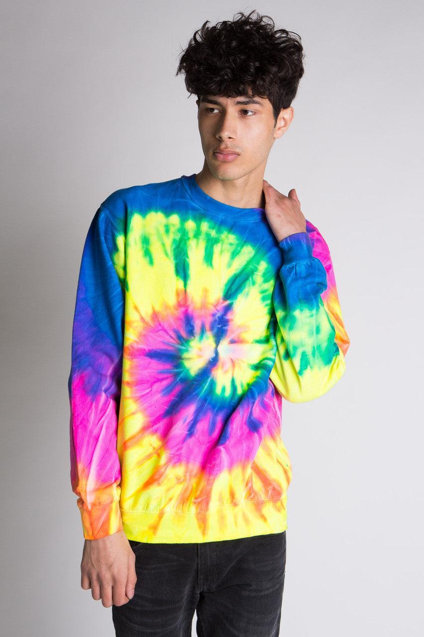 Neon Rainbow Tie Dye Sweatshirt Product Image