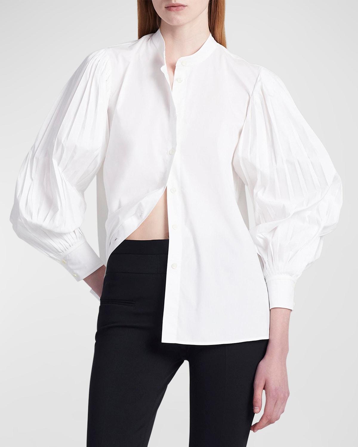 Womens Patsy Pleated-Sleeve Cotton-Blend Shirt Product Image