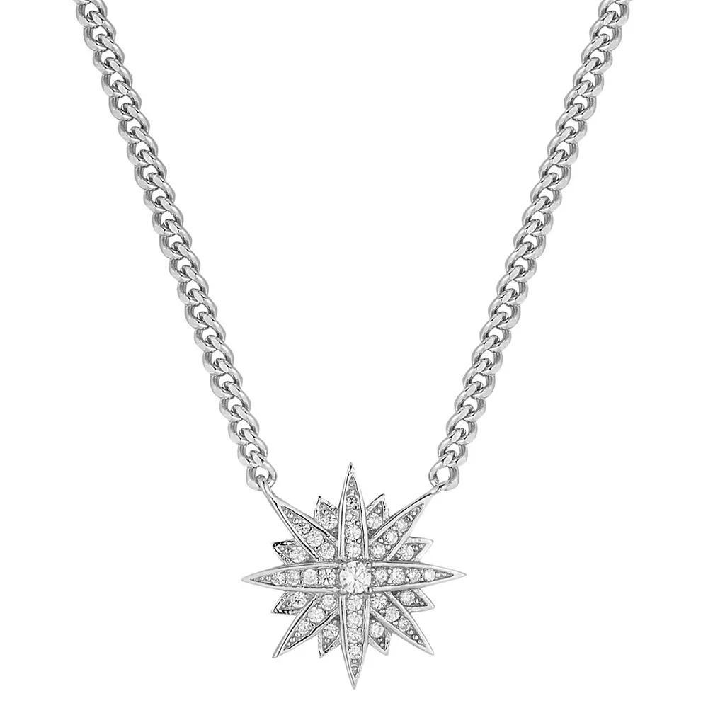 Sunkissed Sterling 14k Gold Over Silver Cubic Zirconia North Star Pendant Necklace, Women's, Size: 18", Silver Tone Product Image