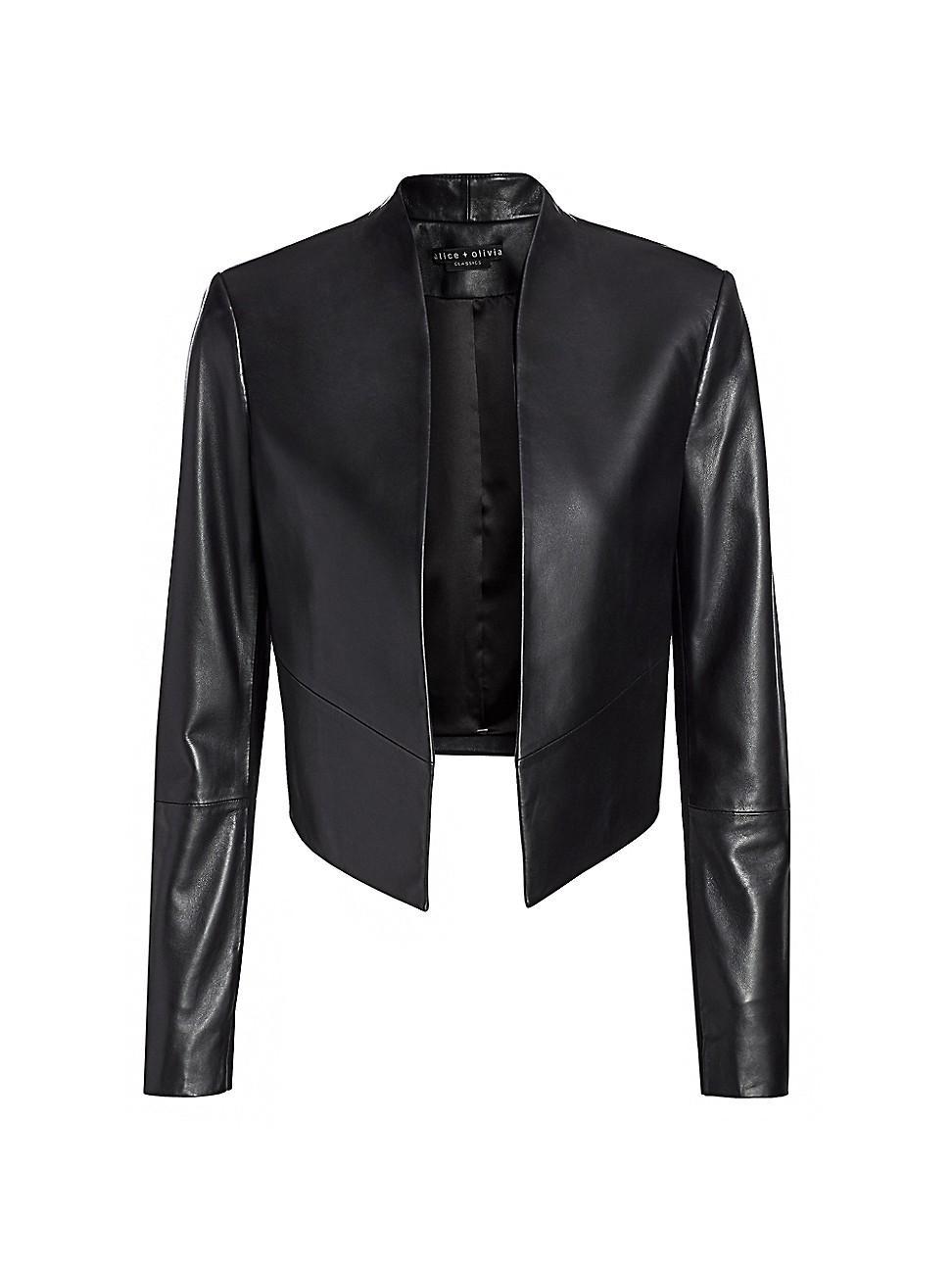 Harvey Draped Open-Front Leather Jacket Product Image
