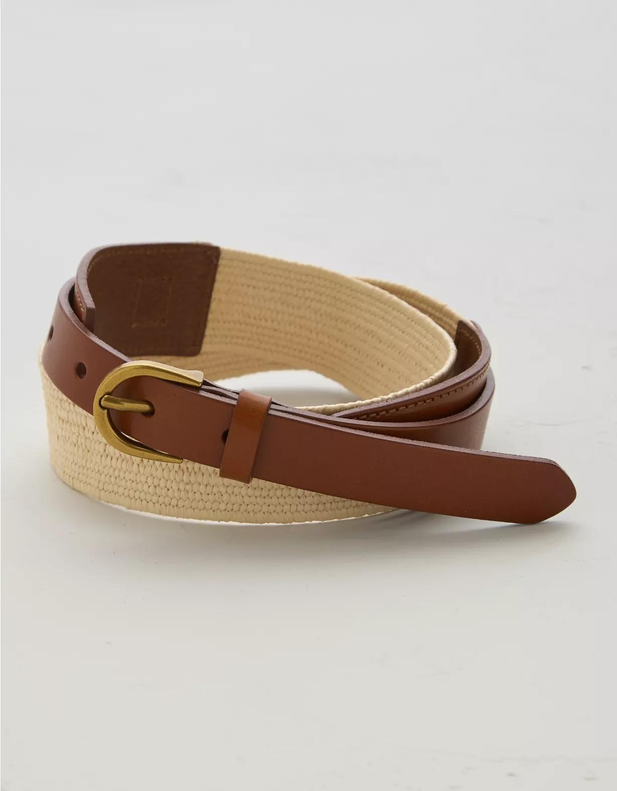 AE77 Premium Raffia Leather Belt Product Image