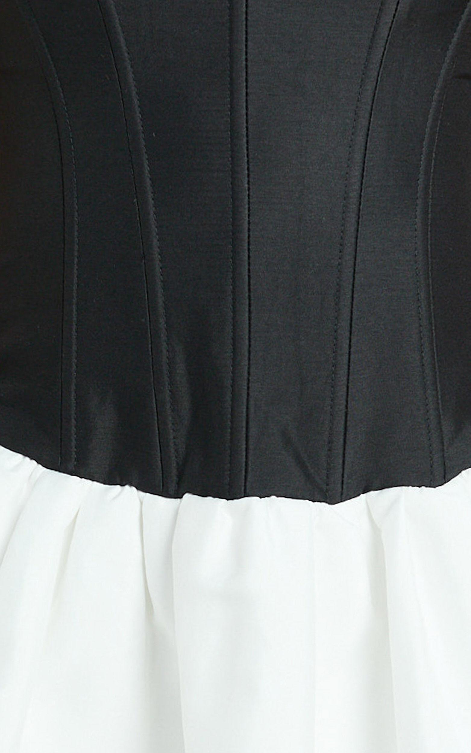 Santana Mini Dress - Strapless Fit And Flare Bubble Hem Dress in Black/White Product Image