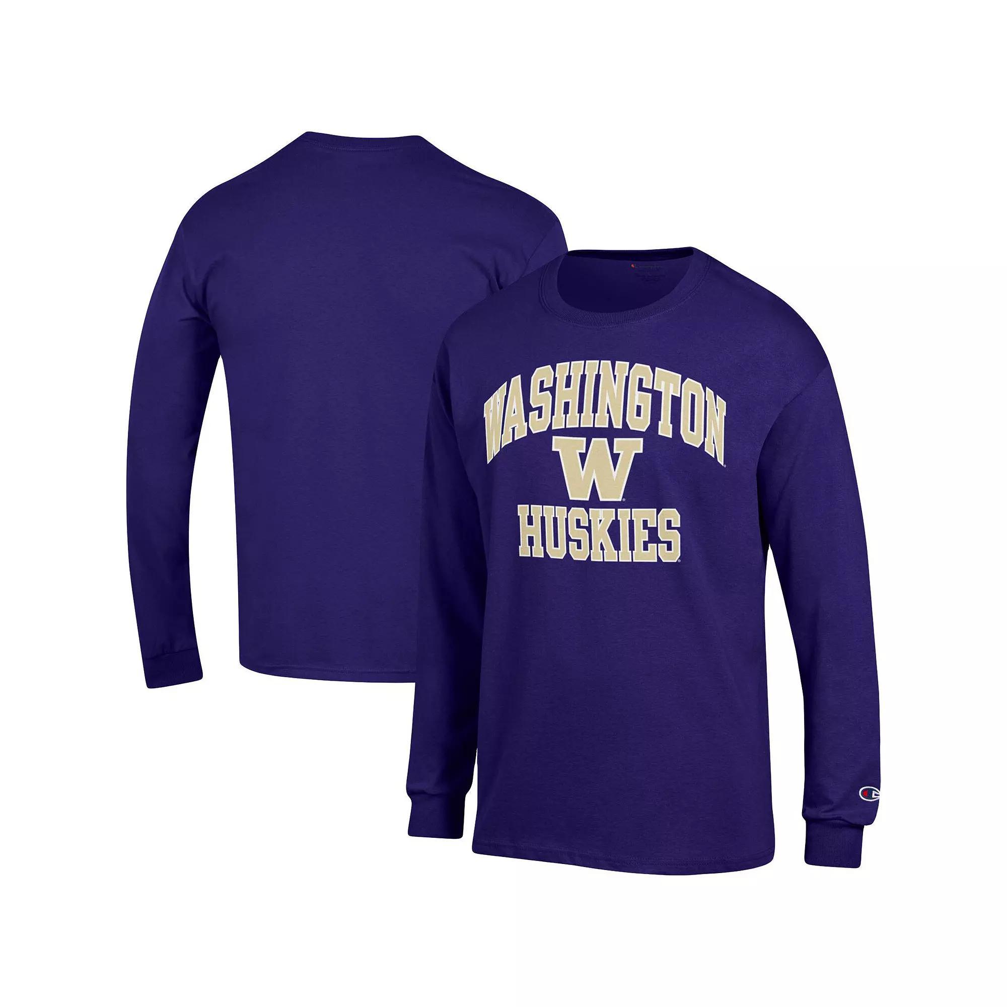 Men's Champion Purple Washington Huskies High Motor Long Sleeve T-Shirt, Size: Small Product Image