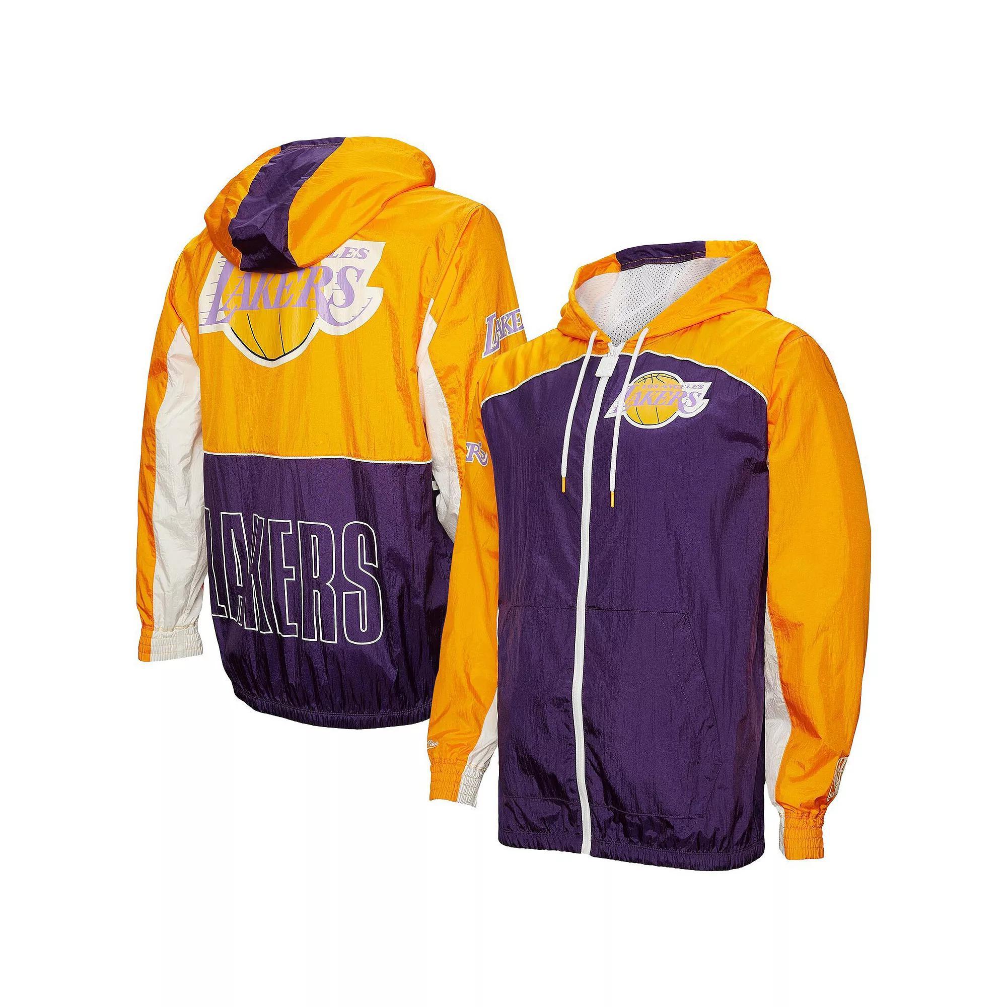 Men's Mitchell & Ness Purple Los Angeles Lakers Hardwood Classics Big Shot Premium Full-Zip Windbreaker Jacket, Size: Large Product Image