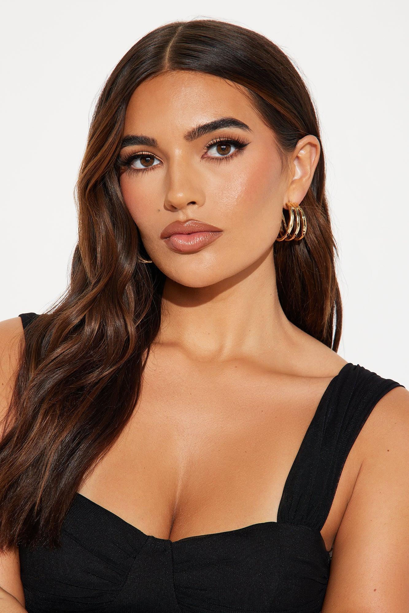 Majestic Ripple Hoop Earrings - Gold Product Image
