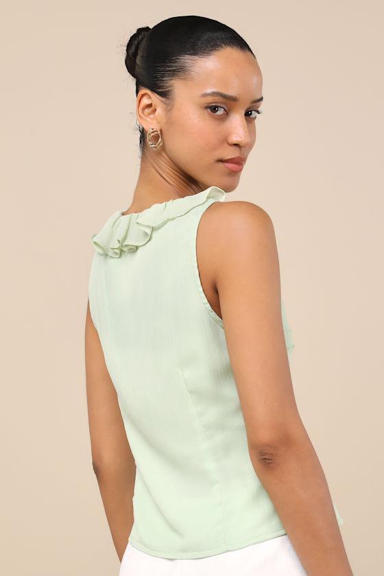 Briella Light Sage Ruffled Button-Front Top Product Image