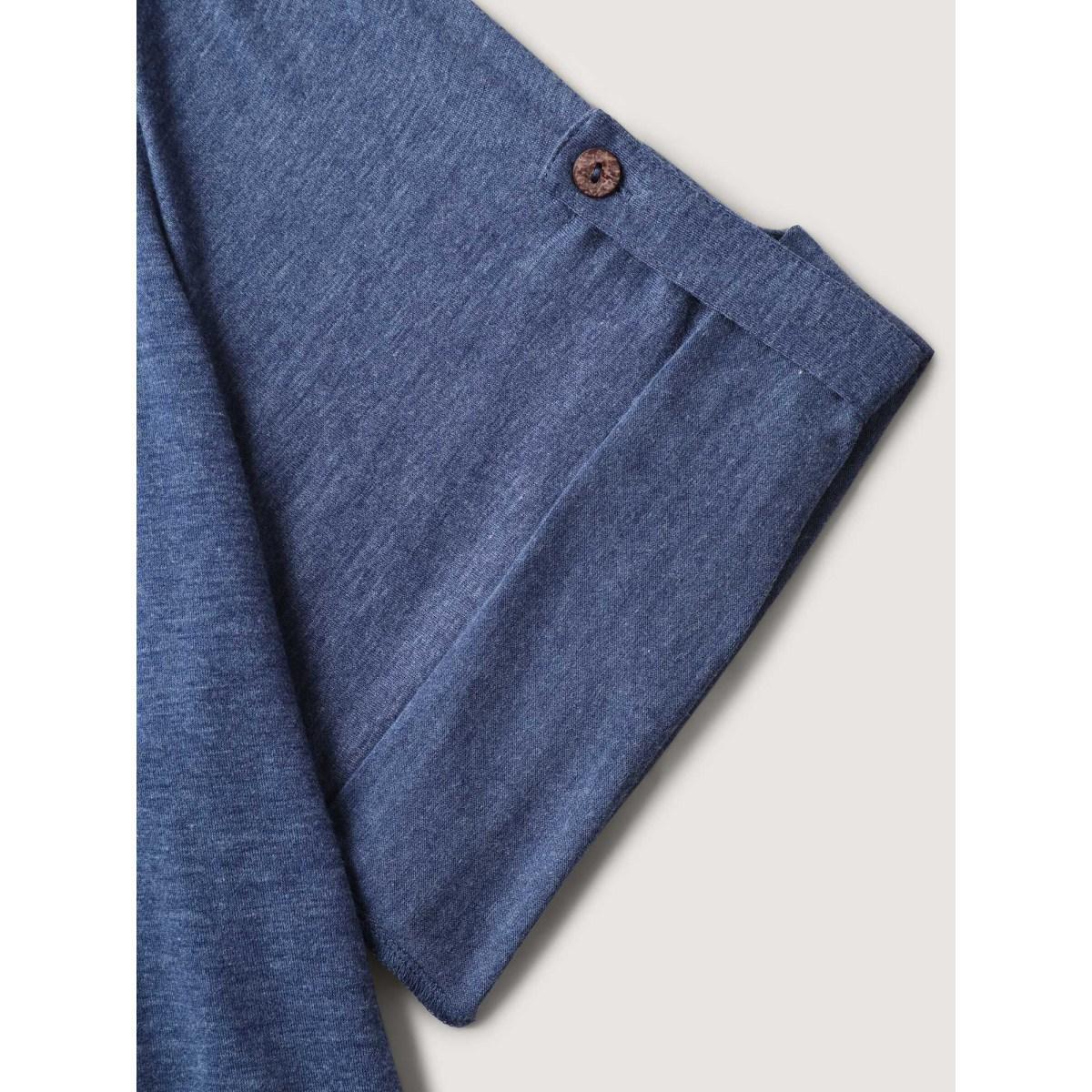 Plus Size Supersoft Tab Sleeve Placket T-Shirt Stone Women V-neck Everyday-Casual T-shirts BloomChic 22-24/3X Product Image