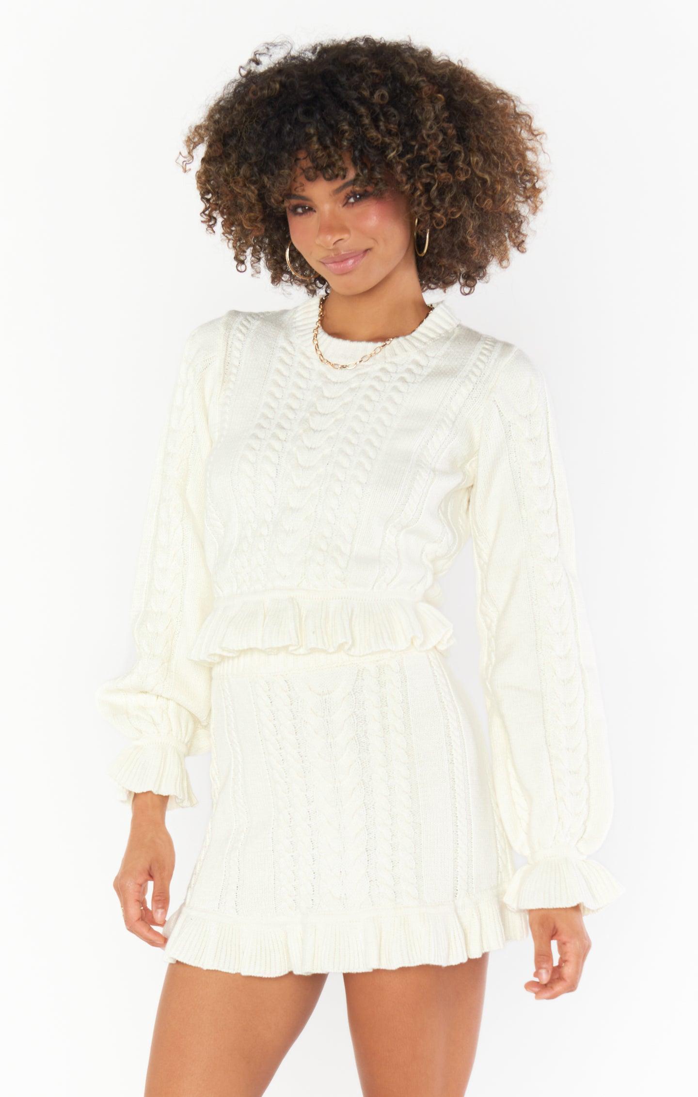 Ridley Ruffle Skirt ~ Cream Cable Knit Product Image